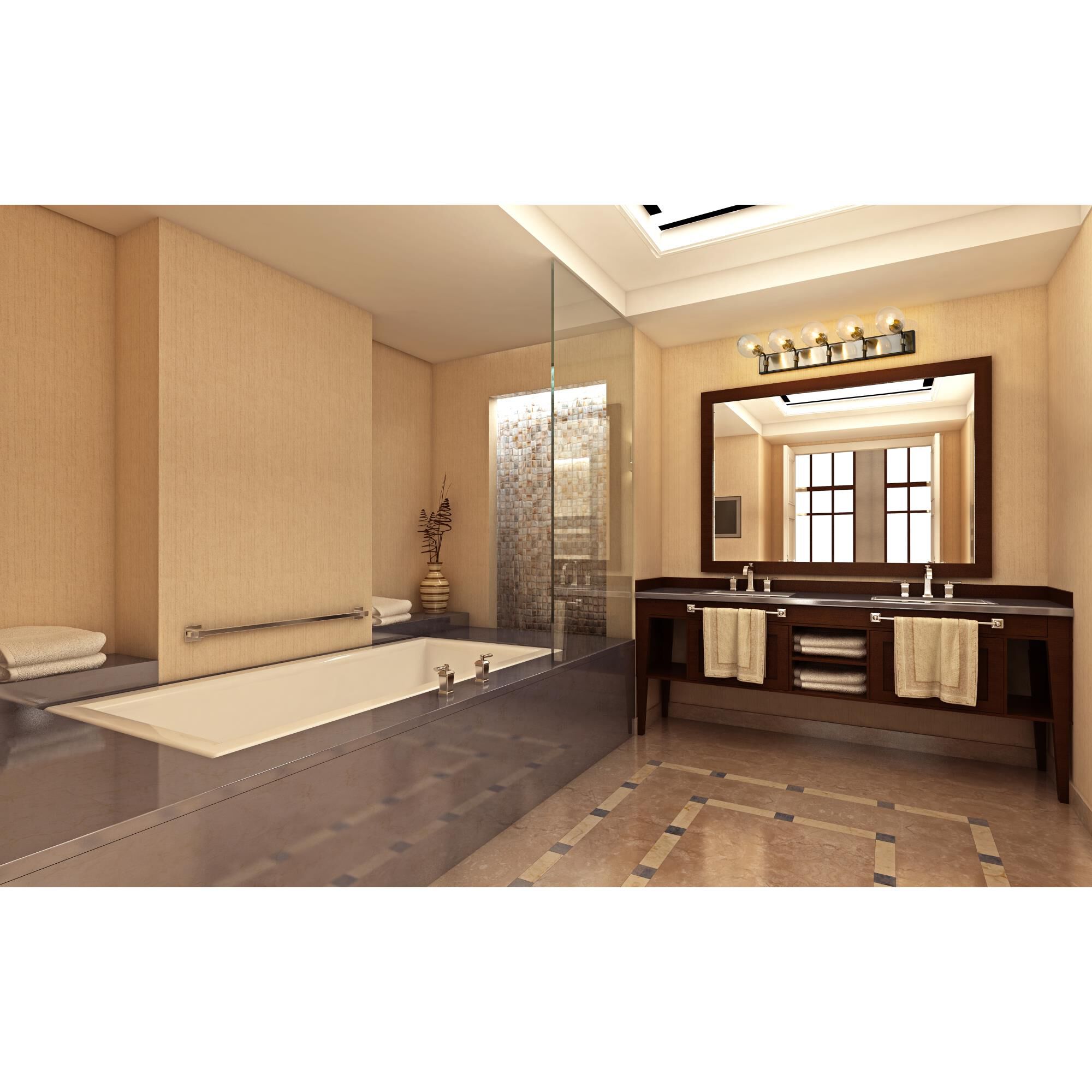 Shown in Matte Black + Brushed Nickel finish and Glass shade