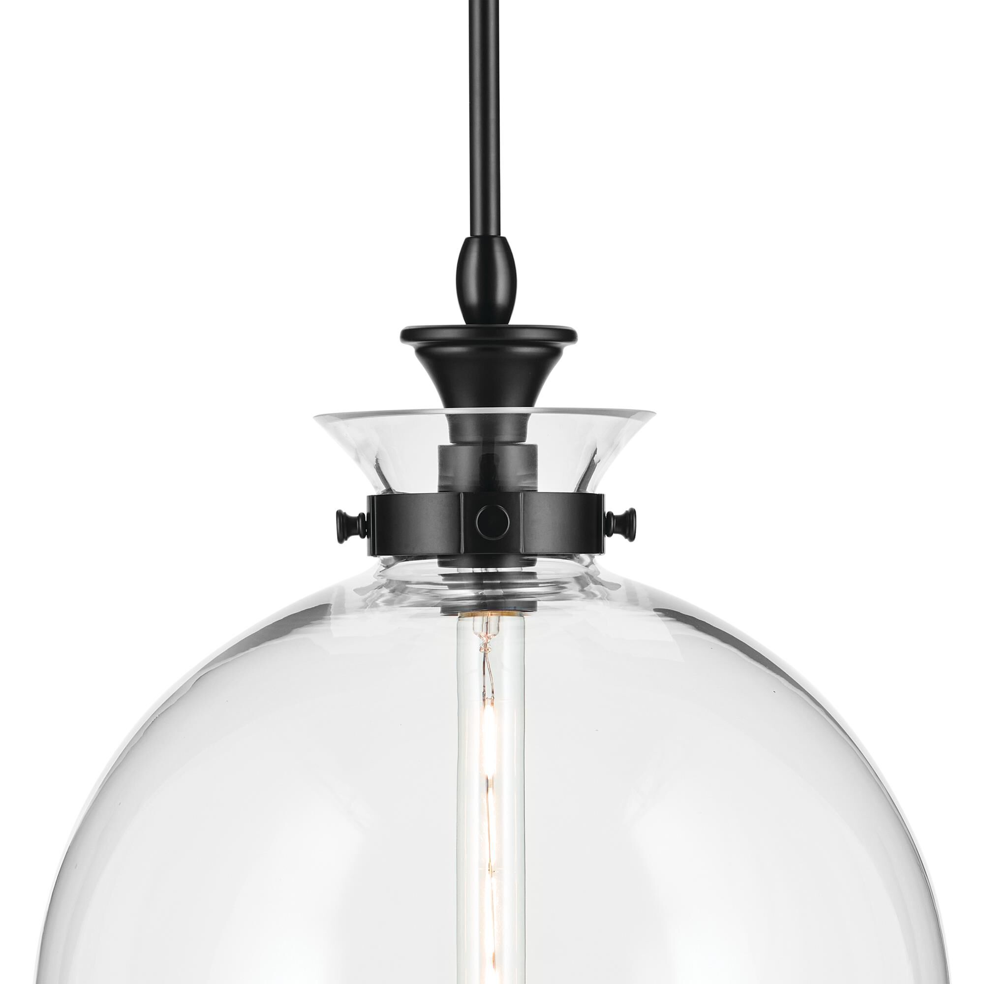 Shown in Black finish and Clear glass