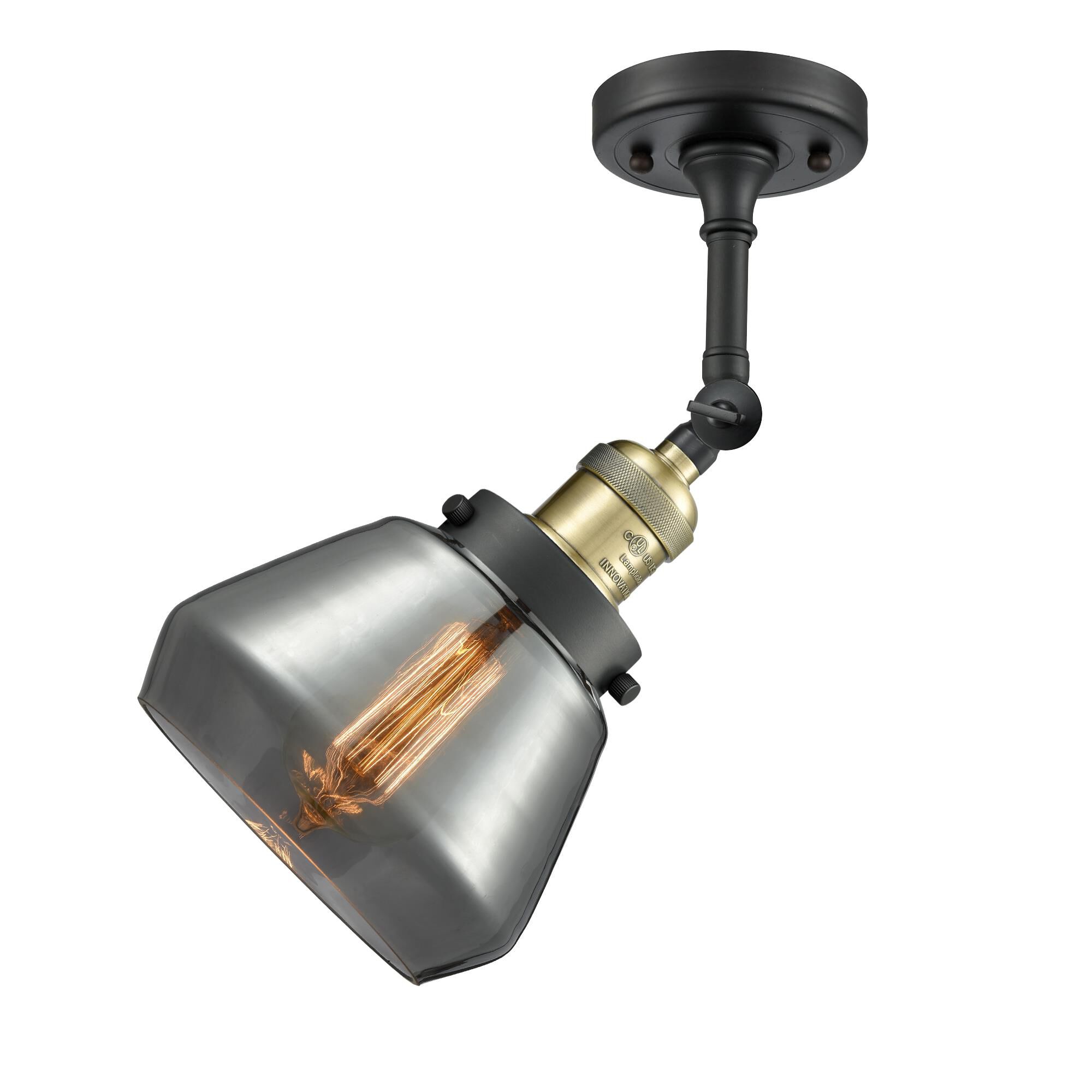 Shown in Black Antique Brass finish and Plated Smoked glass and No Accent accent