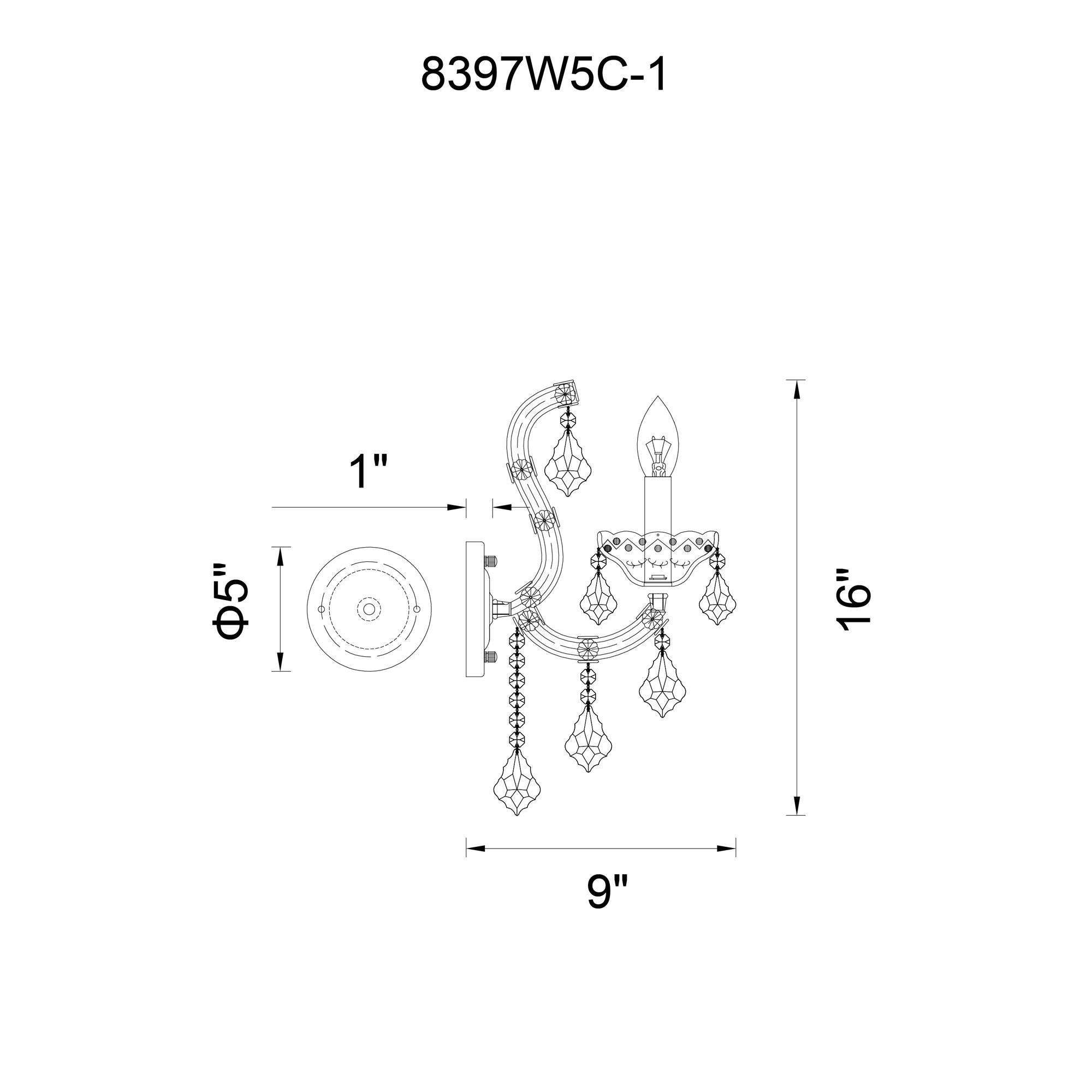Shown in Chrome finish and K9 Clear crystal