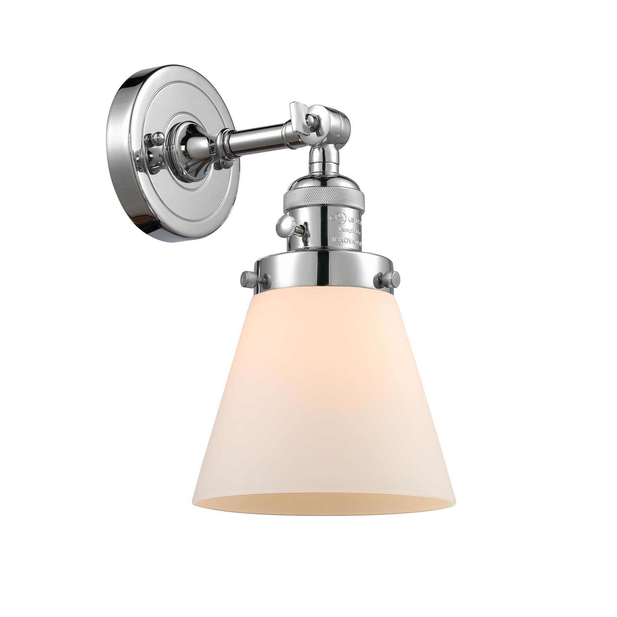 Shown in Polished Chrome finish and Matte White Cased glass