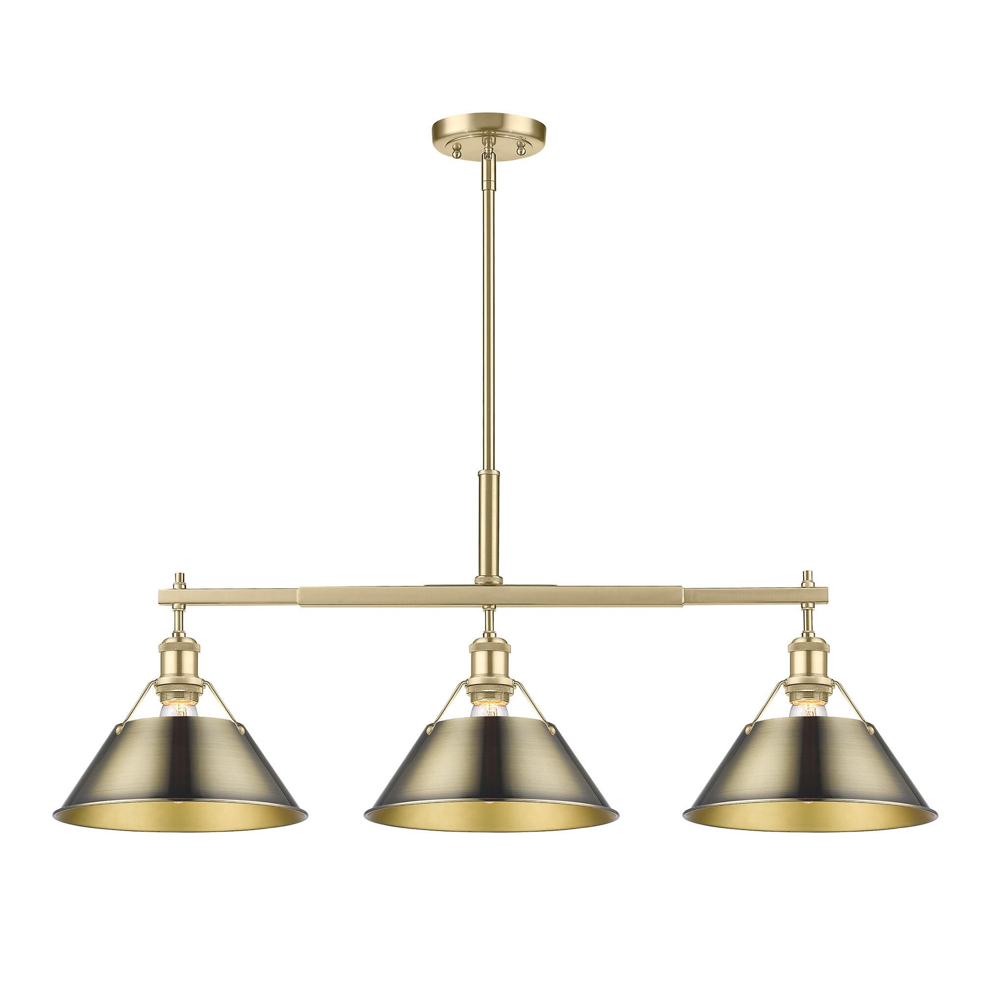 Shown in Brushed Champagne Bronze finish and Without Glass glass and Aged Brass shade