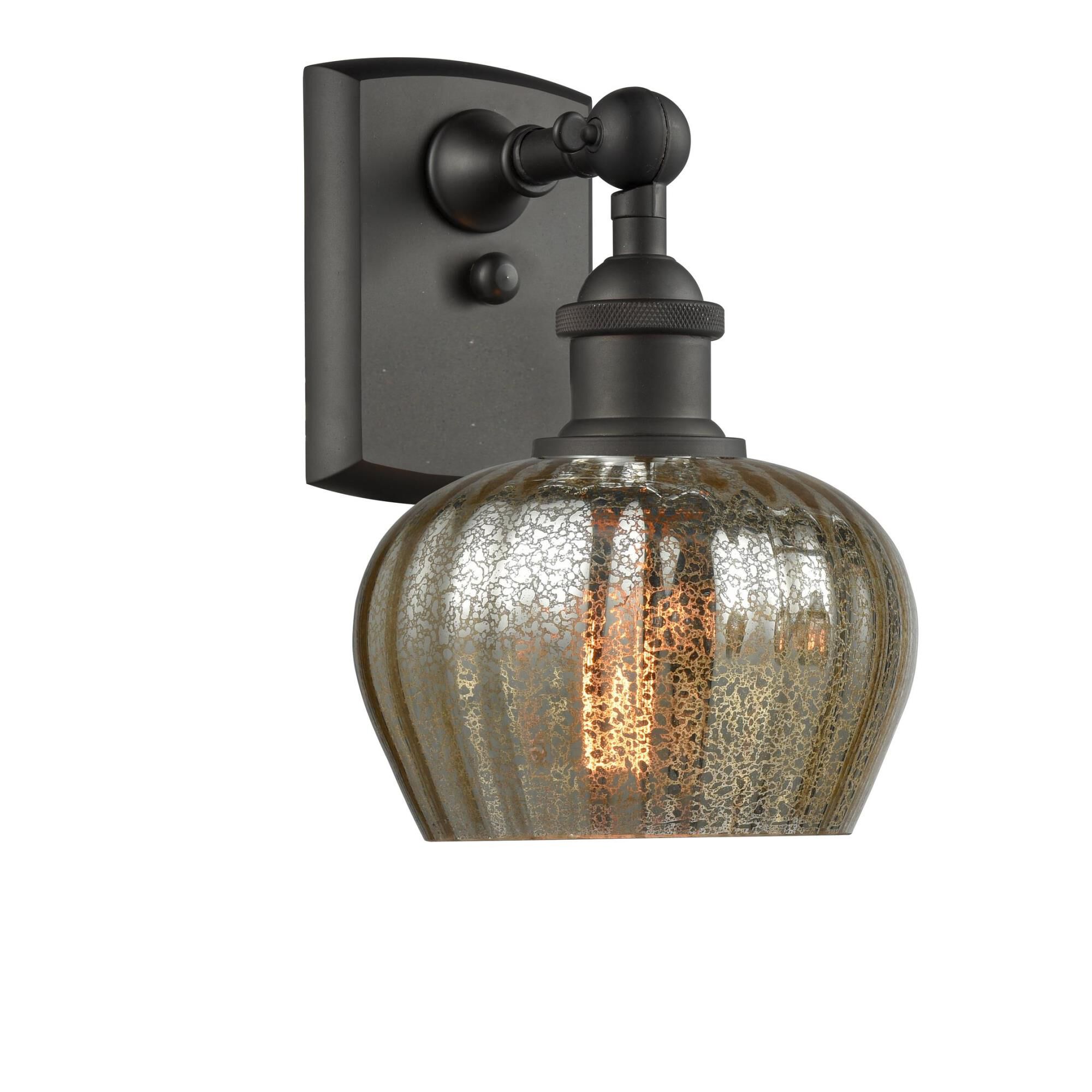 Shown in Oil Rubbed Bronze finish and Mercury Fluted glass