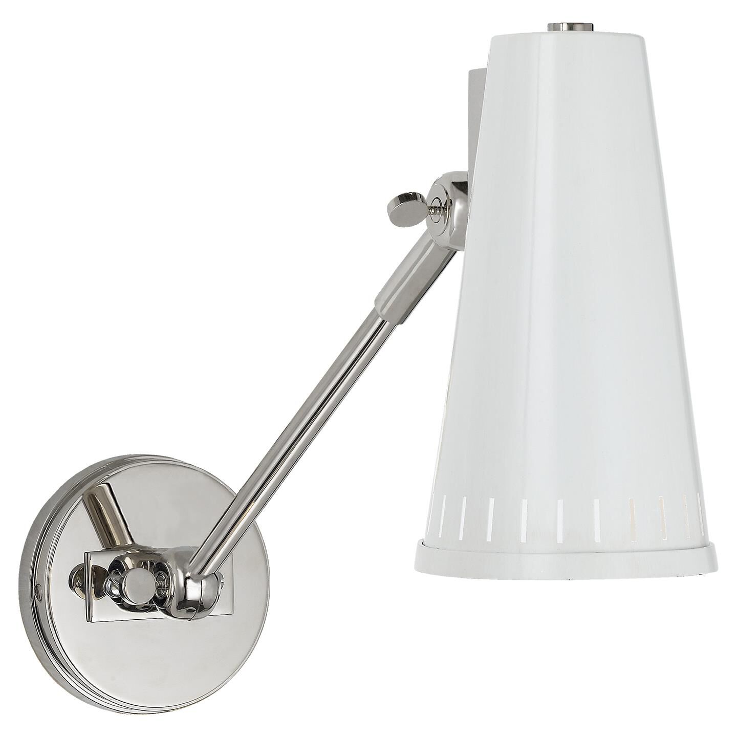 Shown in Polished Nickel finish and Antique White shade