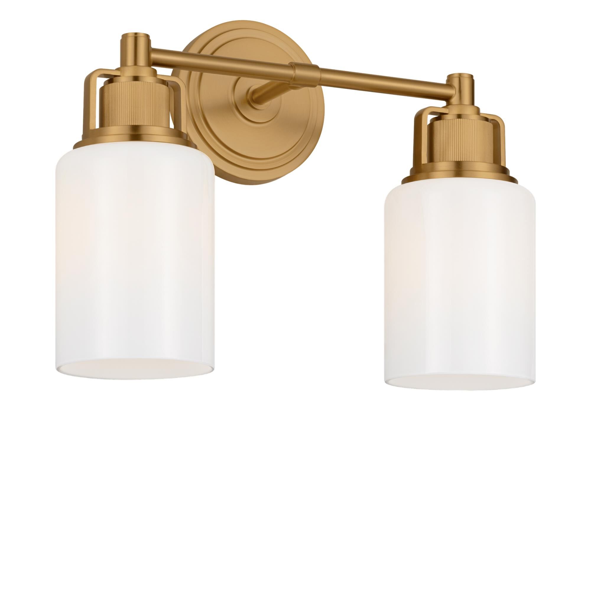 Shown in Burnished Brass finish and Milk glass