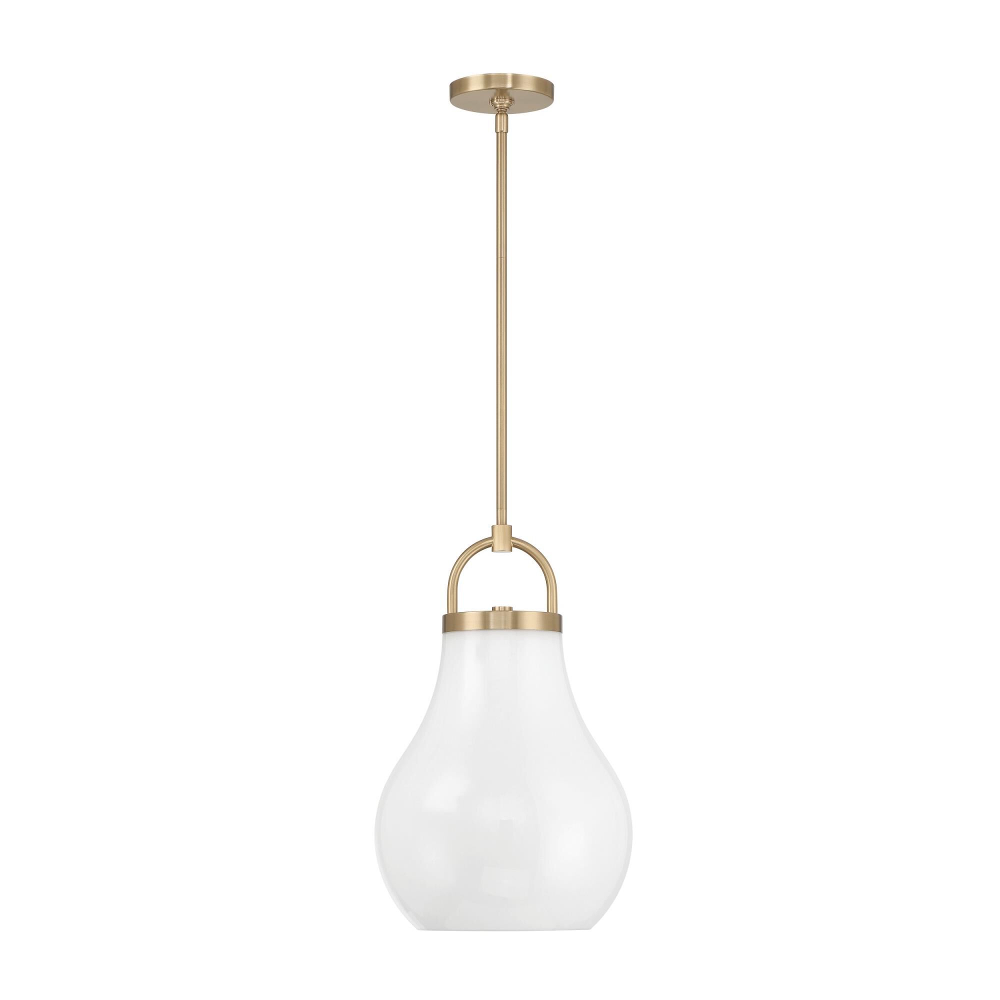 Shown in Champagne Gold finish and Opal glass