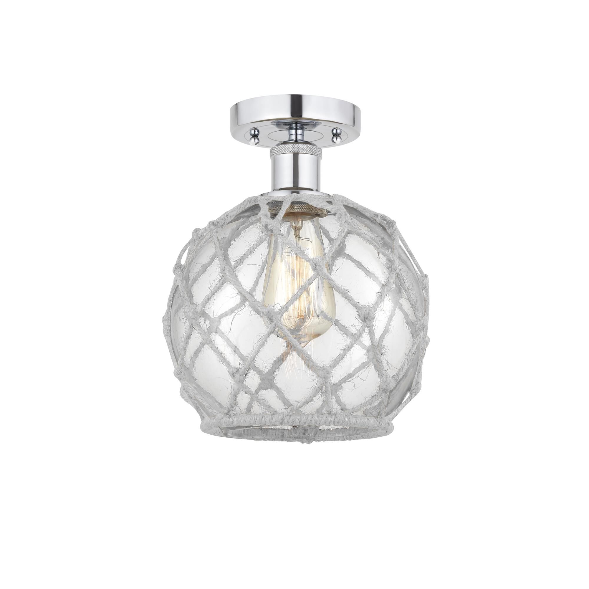 Shown in Polished Chrome, Clear Glass With White Rope finish and Clear glass and Clear Glass With White Rope Glass And Rope shade