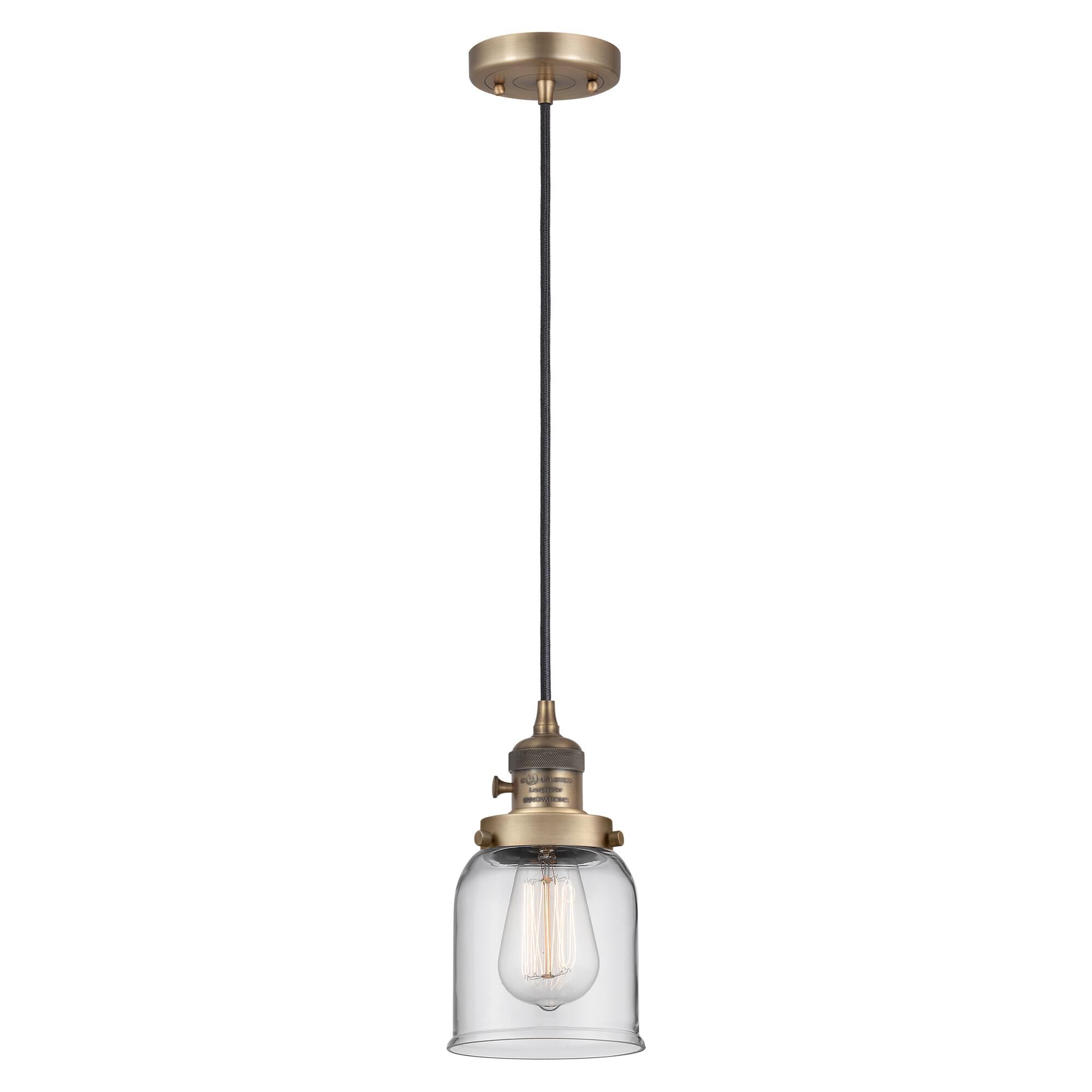 Shown in Brushed Brass finish and Clear glass