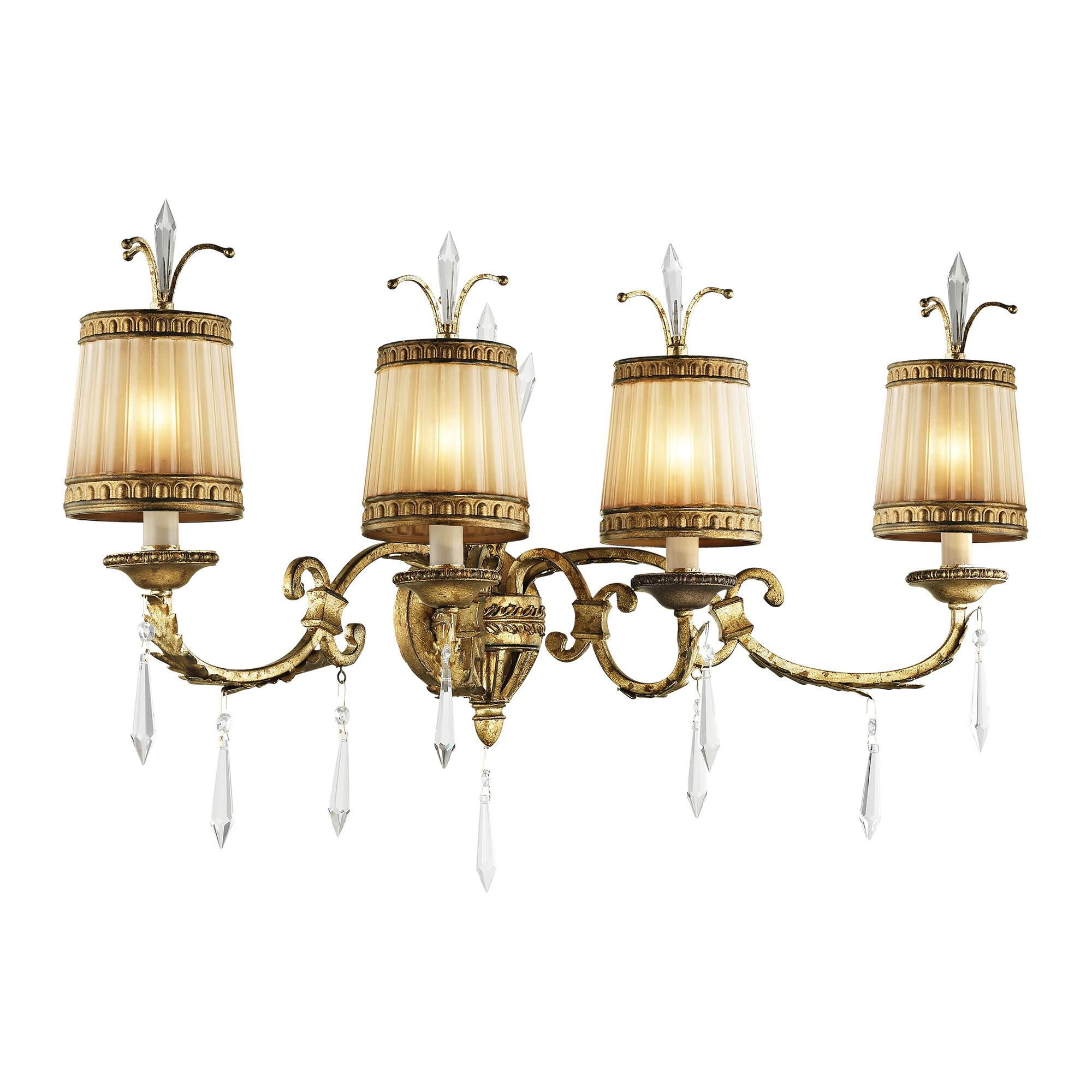 Shown in Vintage Gold Leaf finish and Hand Crafted Gold Dusted glass