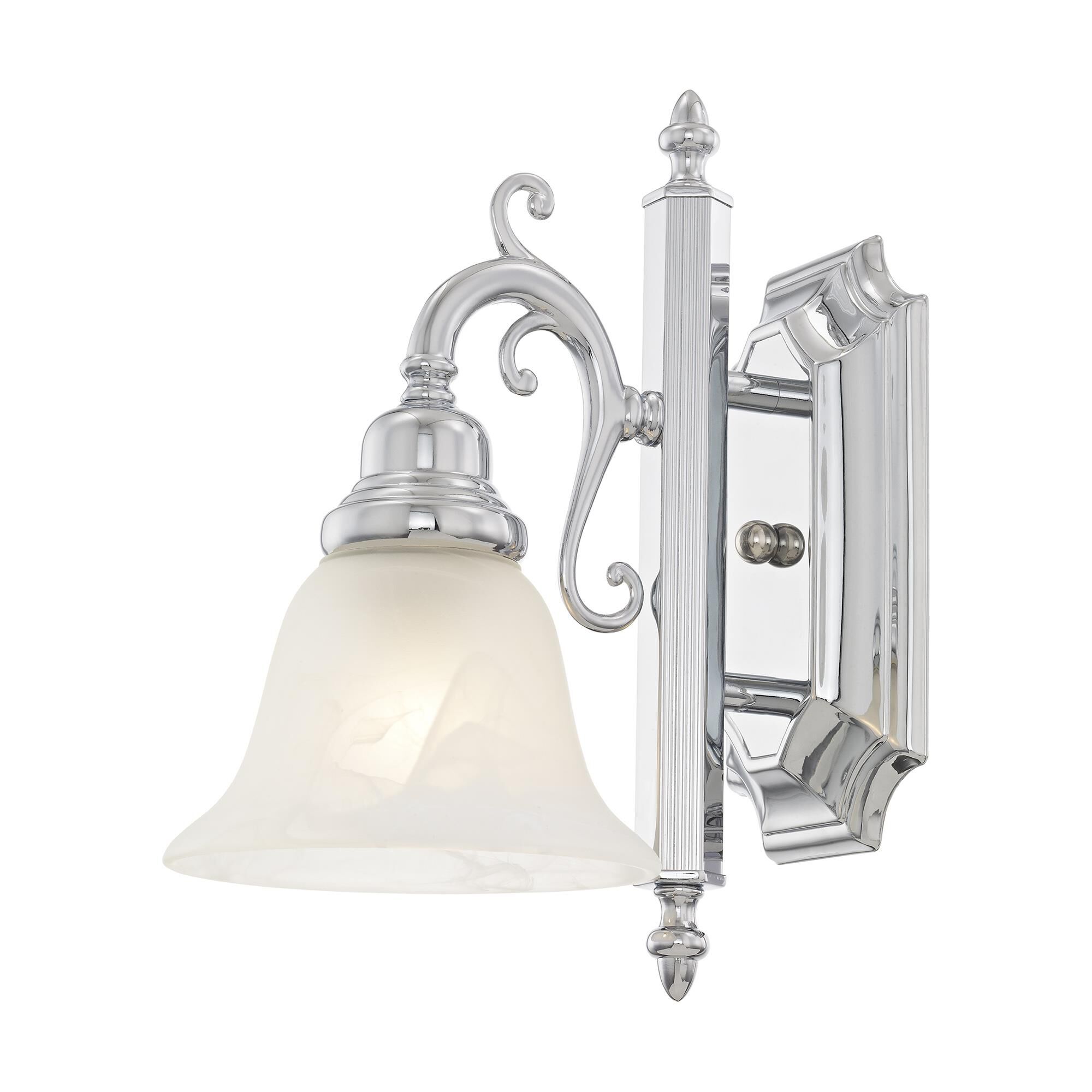 Shown in Chrome finish and White Alabaster glass