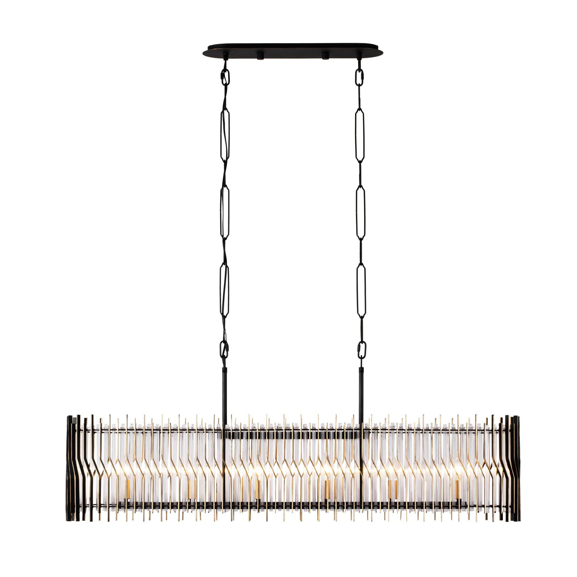 Shown in Matte Black/French Gold finish and Modern Clear Fluted shade