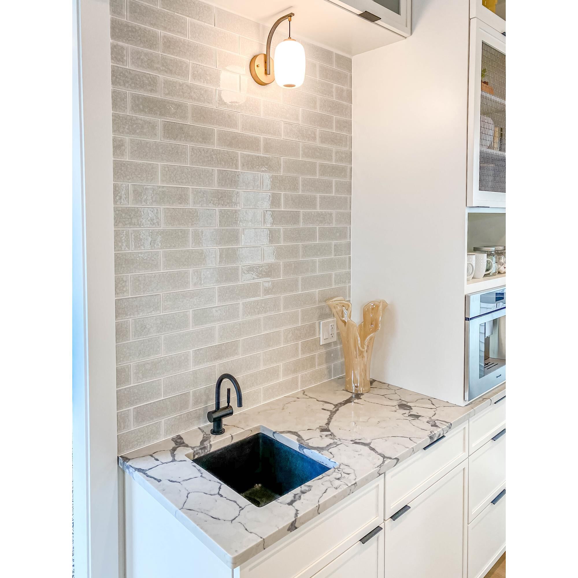 Shown in Black  -  Gold finish and Satin White glass