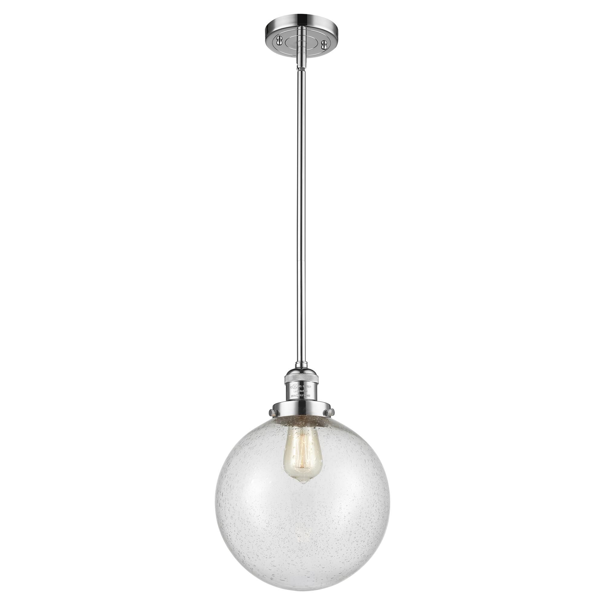 Shown in Polished Chrome finish and Seedy glass