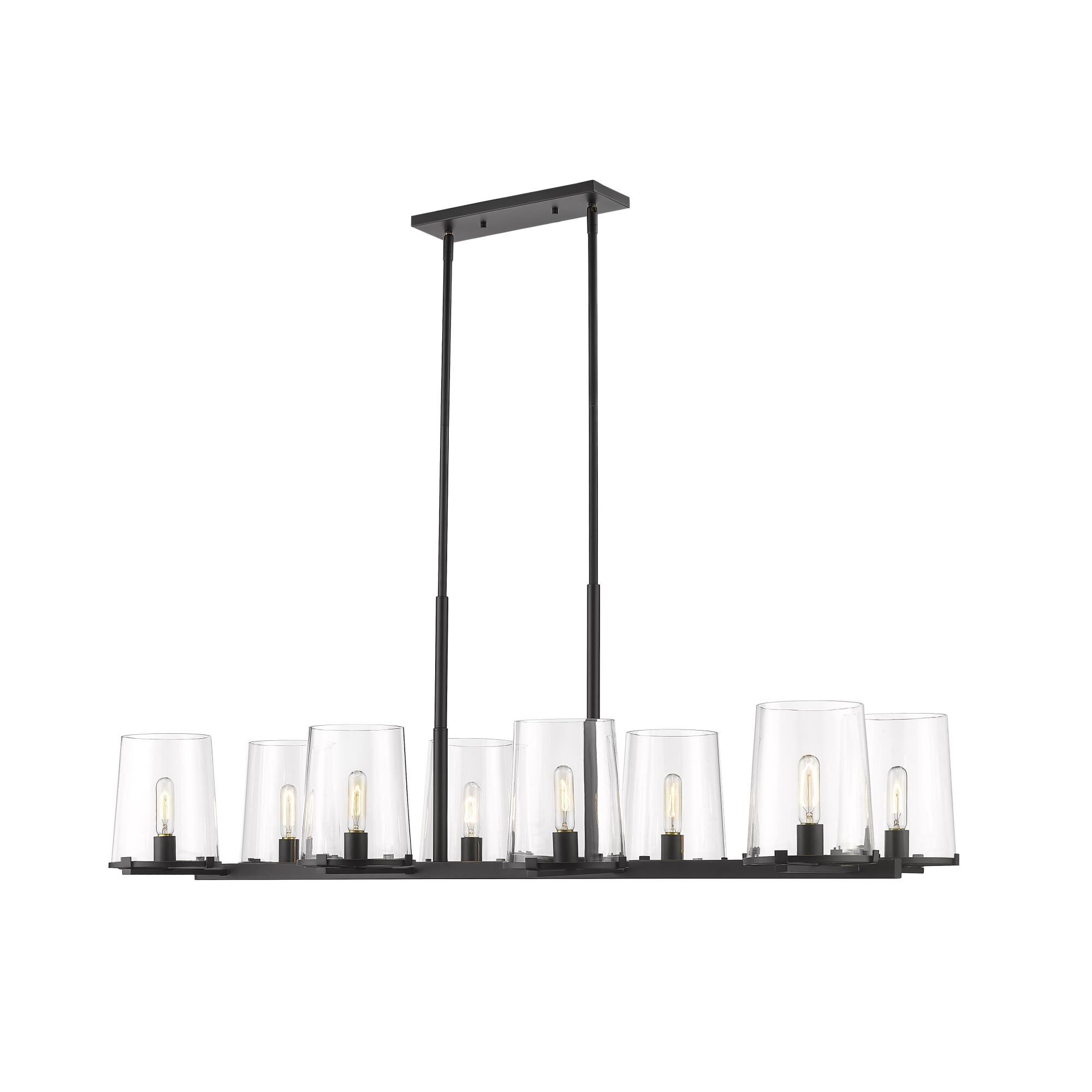 Shown in Matte Black finish and Glass shade