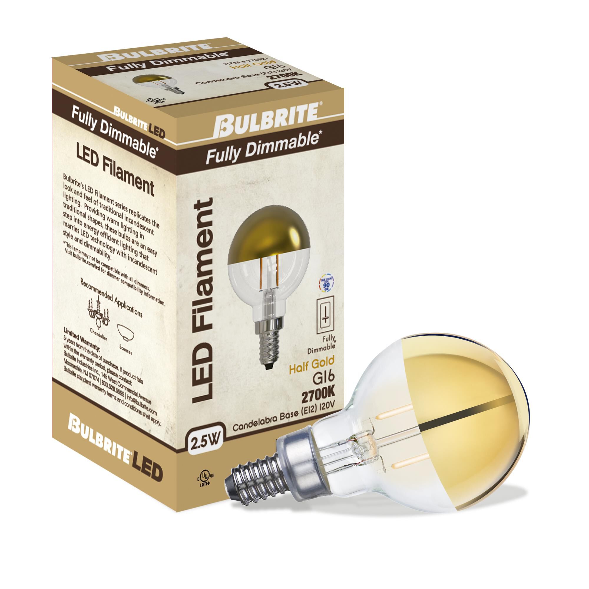 2.5 Watt 2700K G16 LED Light Bulb by Bulbrite