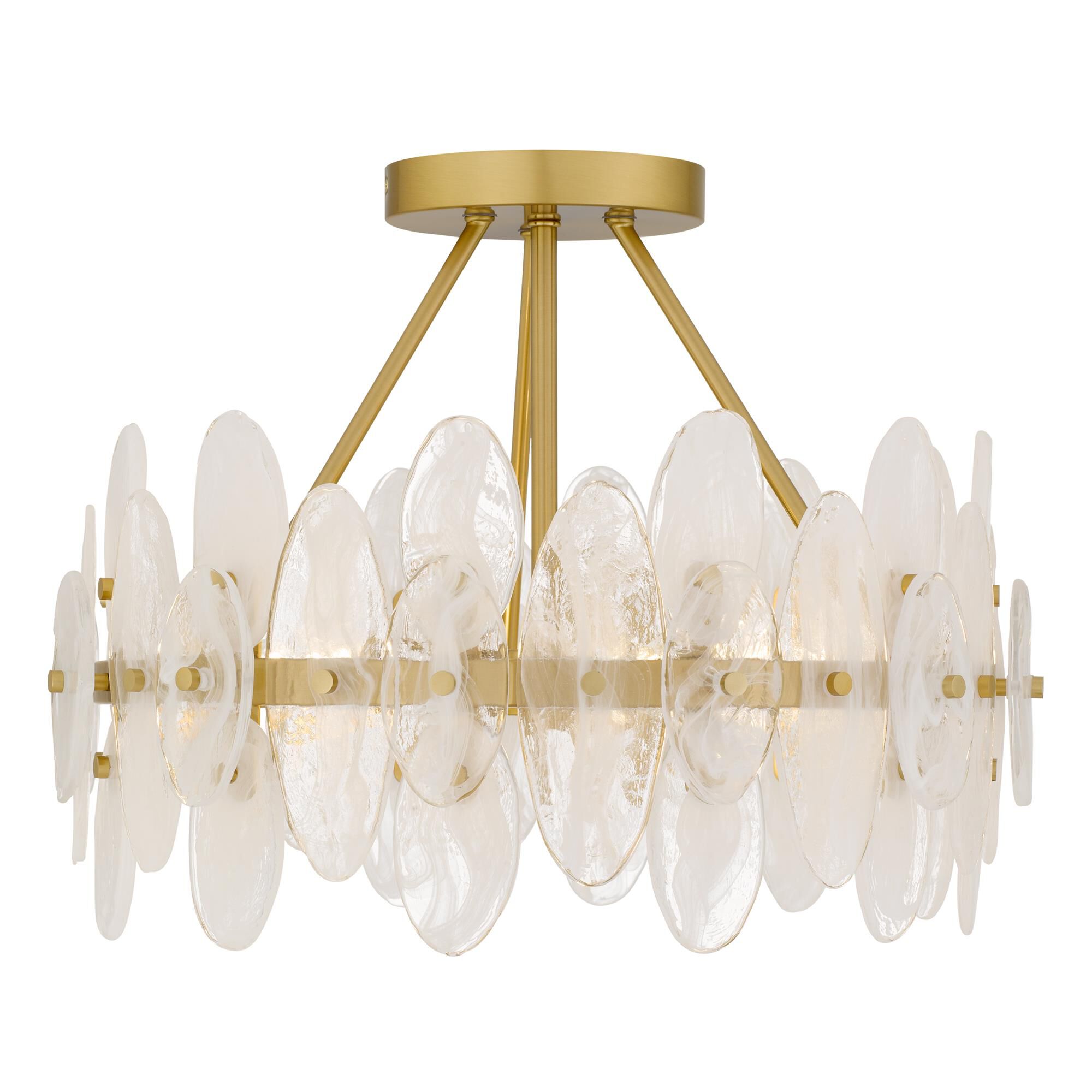 Shown in Brushed Gold finish and Glass shade