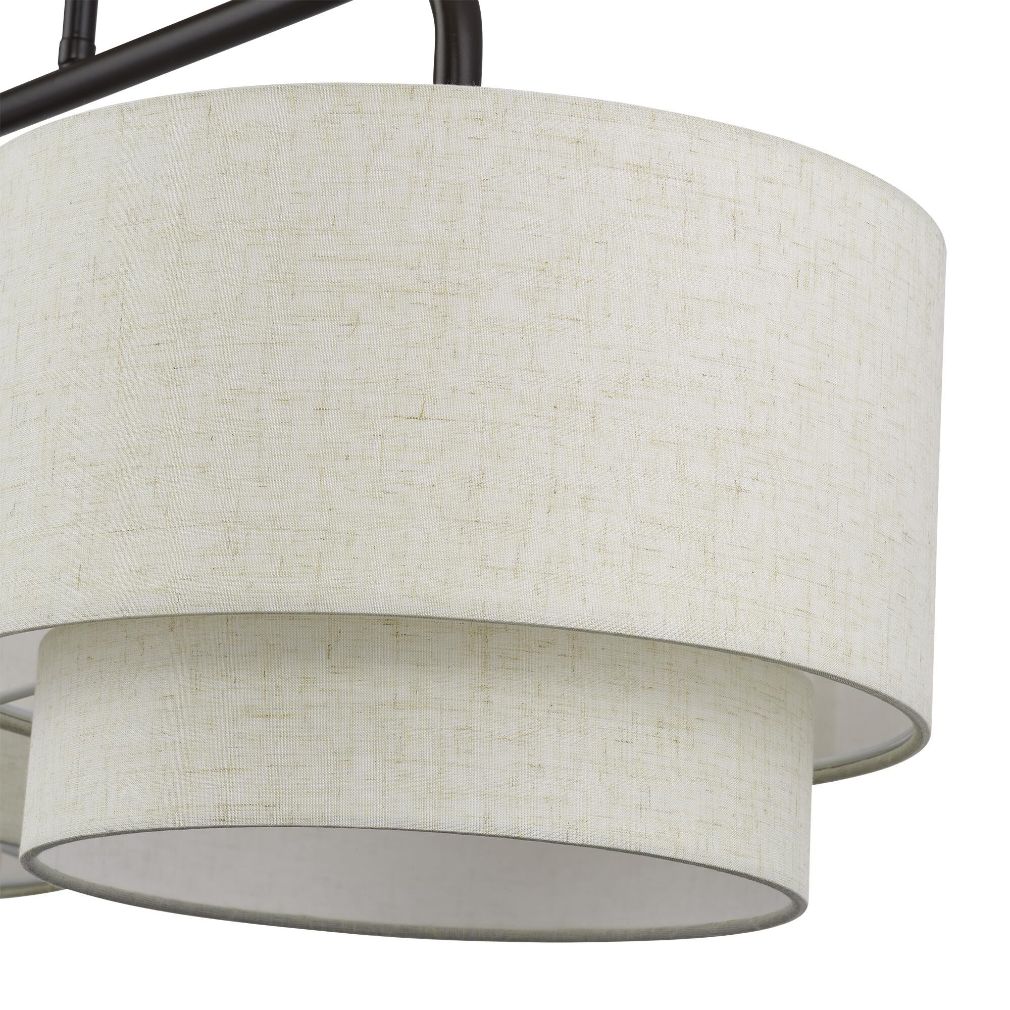 Shown in English Bronze finish and Hand Crafted Oatmeal Color Fabric with White Color Inside shade