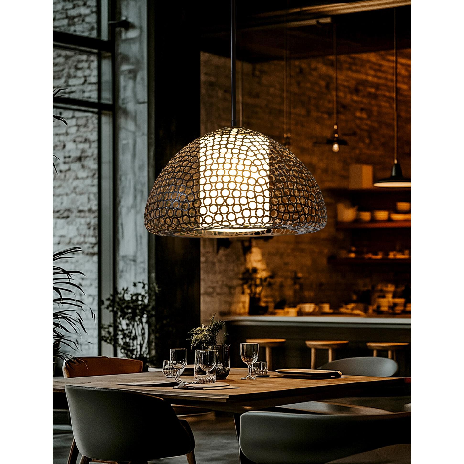 Shown in Bronze finish and Cream Linen Fabric shade