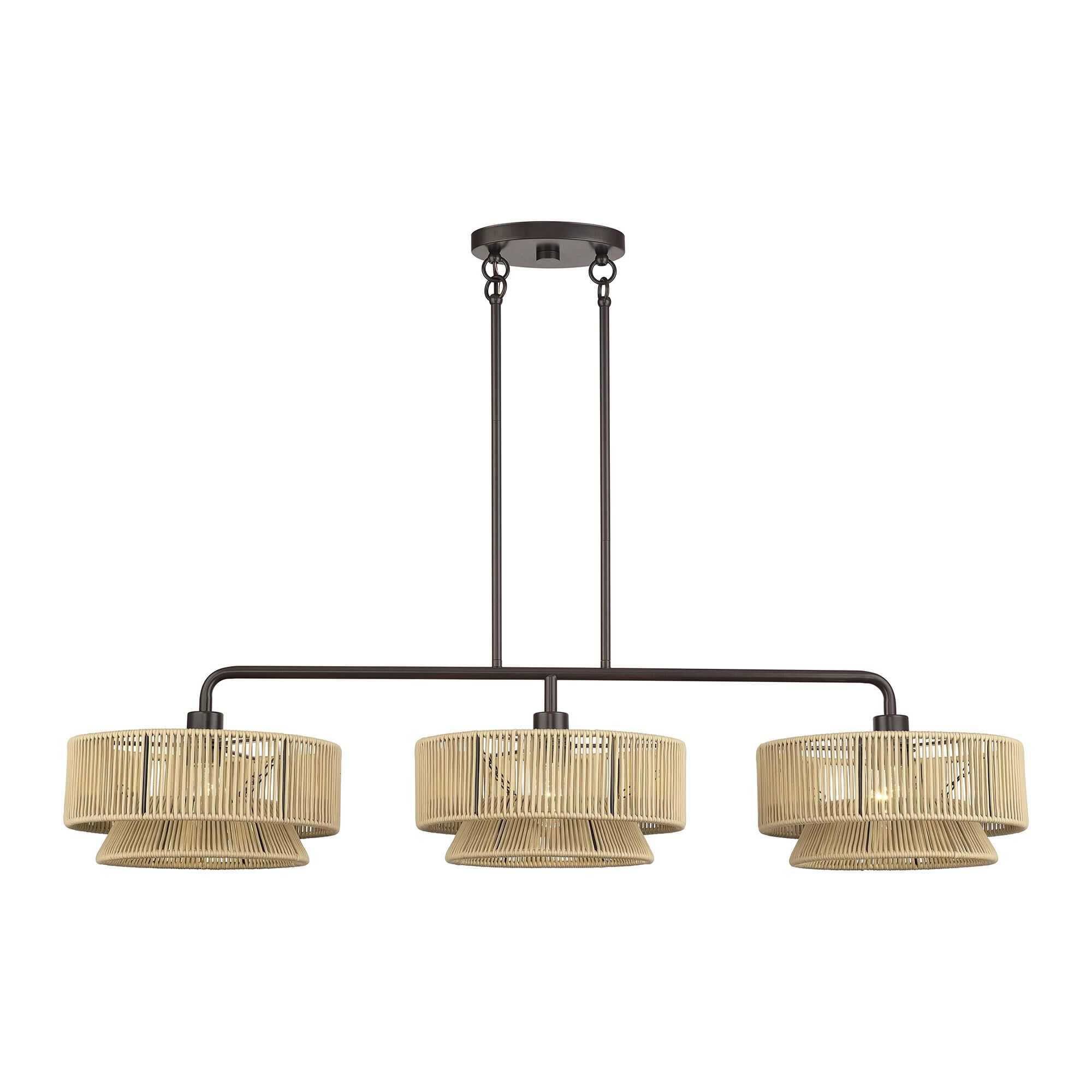 Shown in English Bronze finish and Hand-Woven Venetian Gold Color Polyester Rope shade