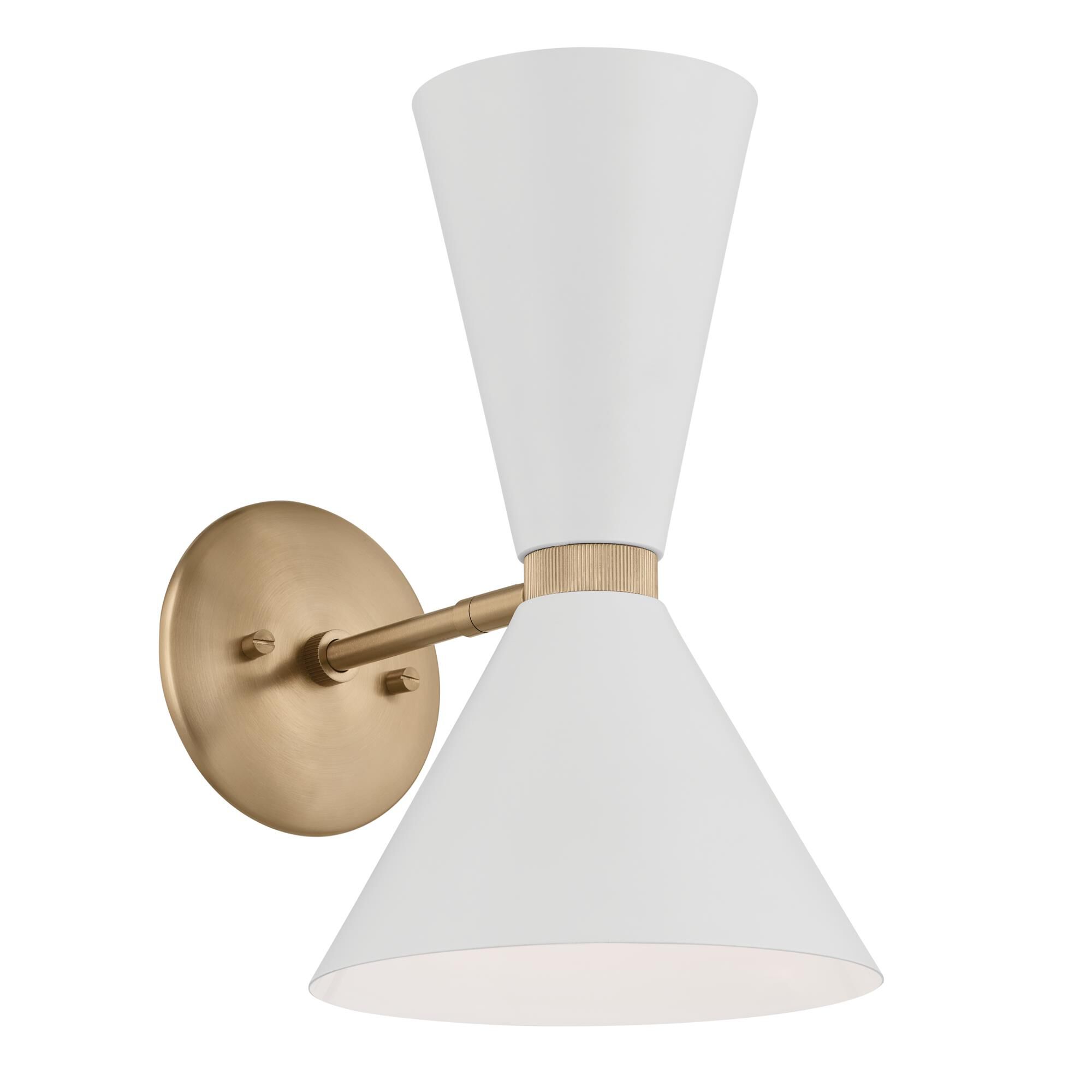 Shown in Champagne Bronze with White finish and Metal and Cone shade