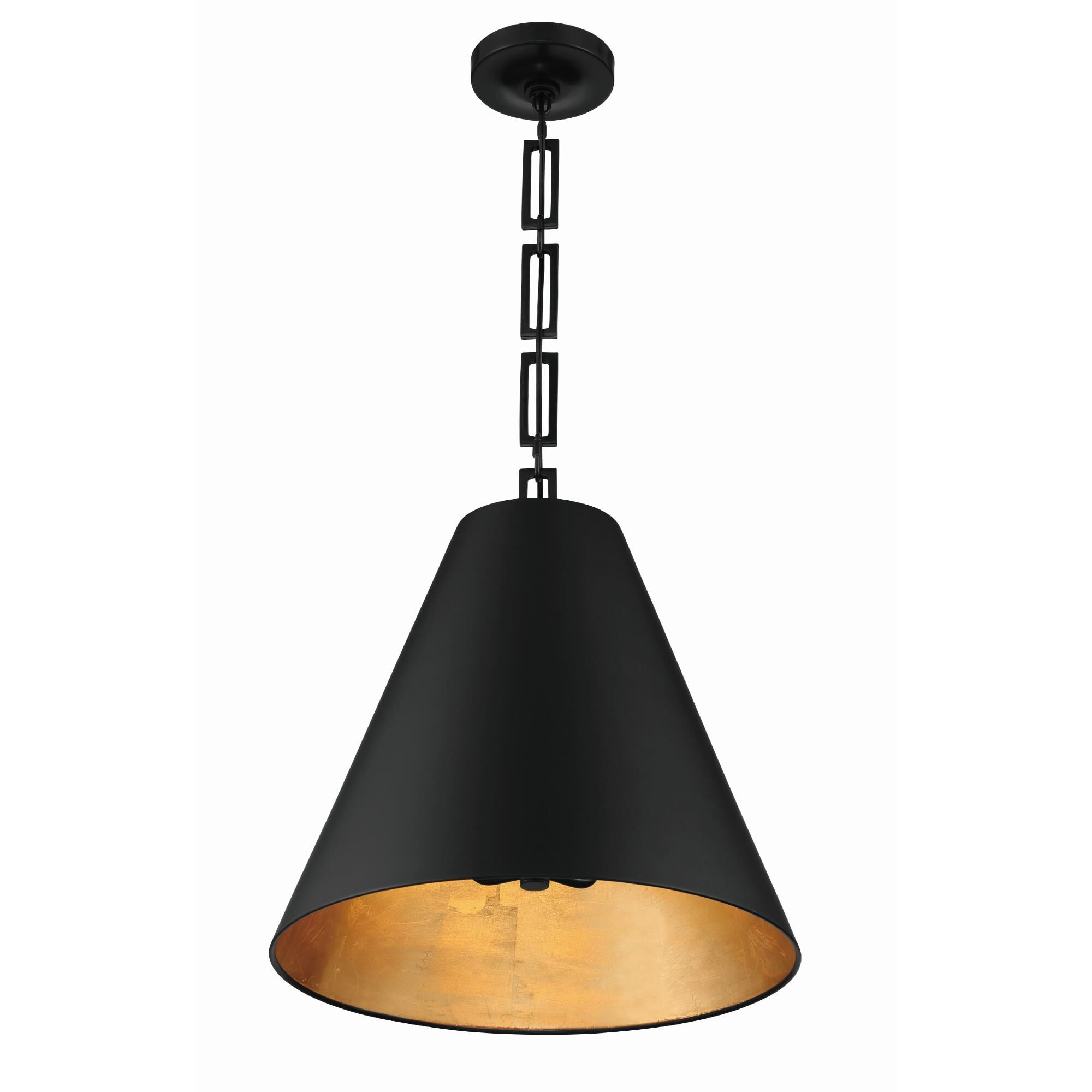 Shown in Matte Black + Antique Gold finish and Iron glass and Black shade