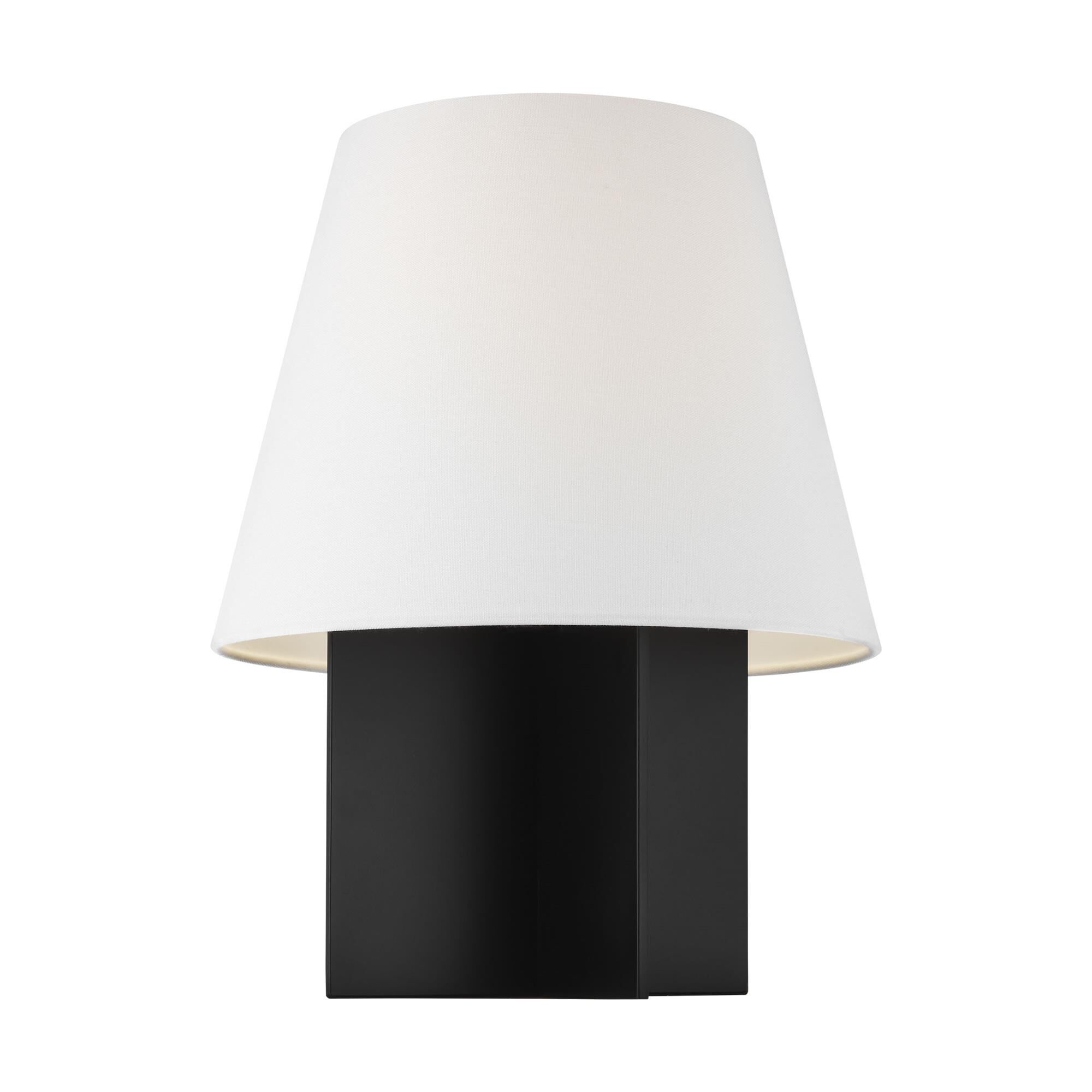 Shown in Midnight Black finish and White Linen shade