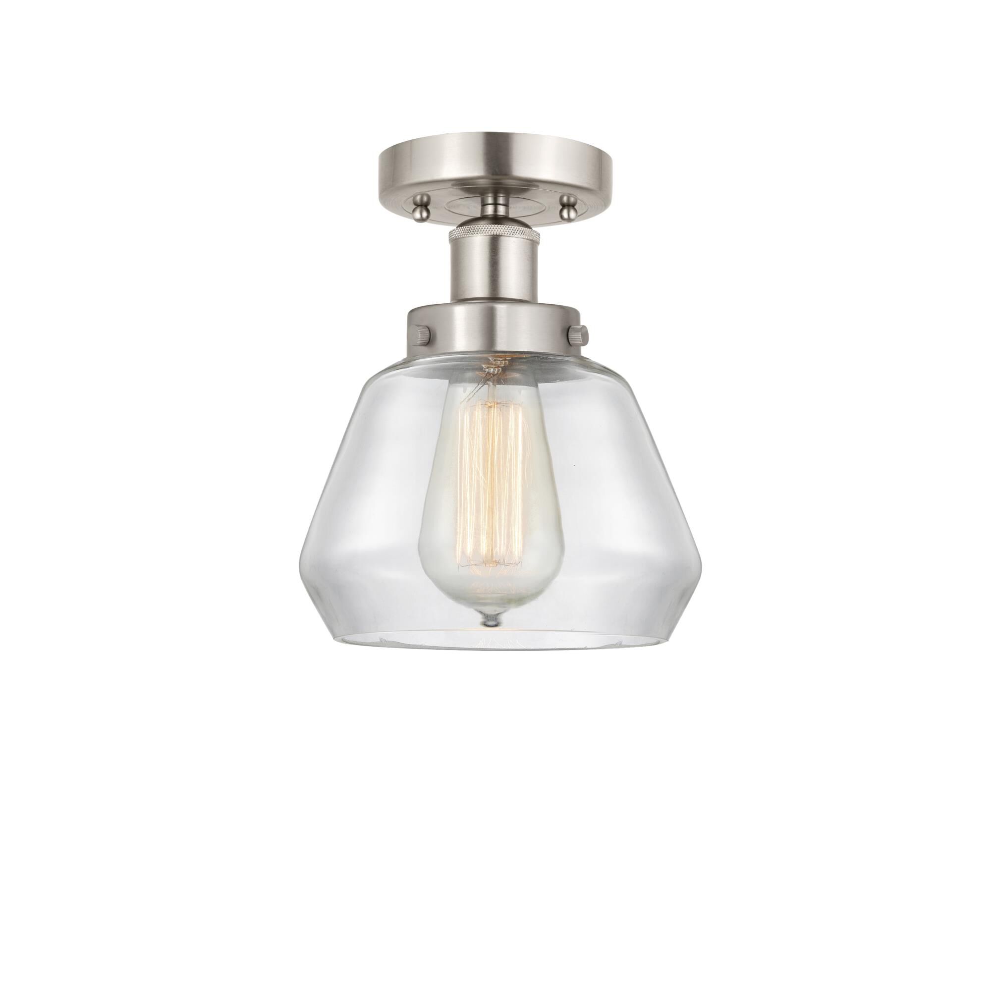 Shown in Brushed Satin Nickel, Clear finish and Clear glass and Clear Glass shade