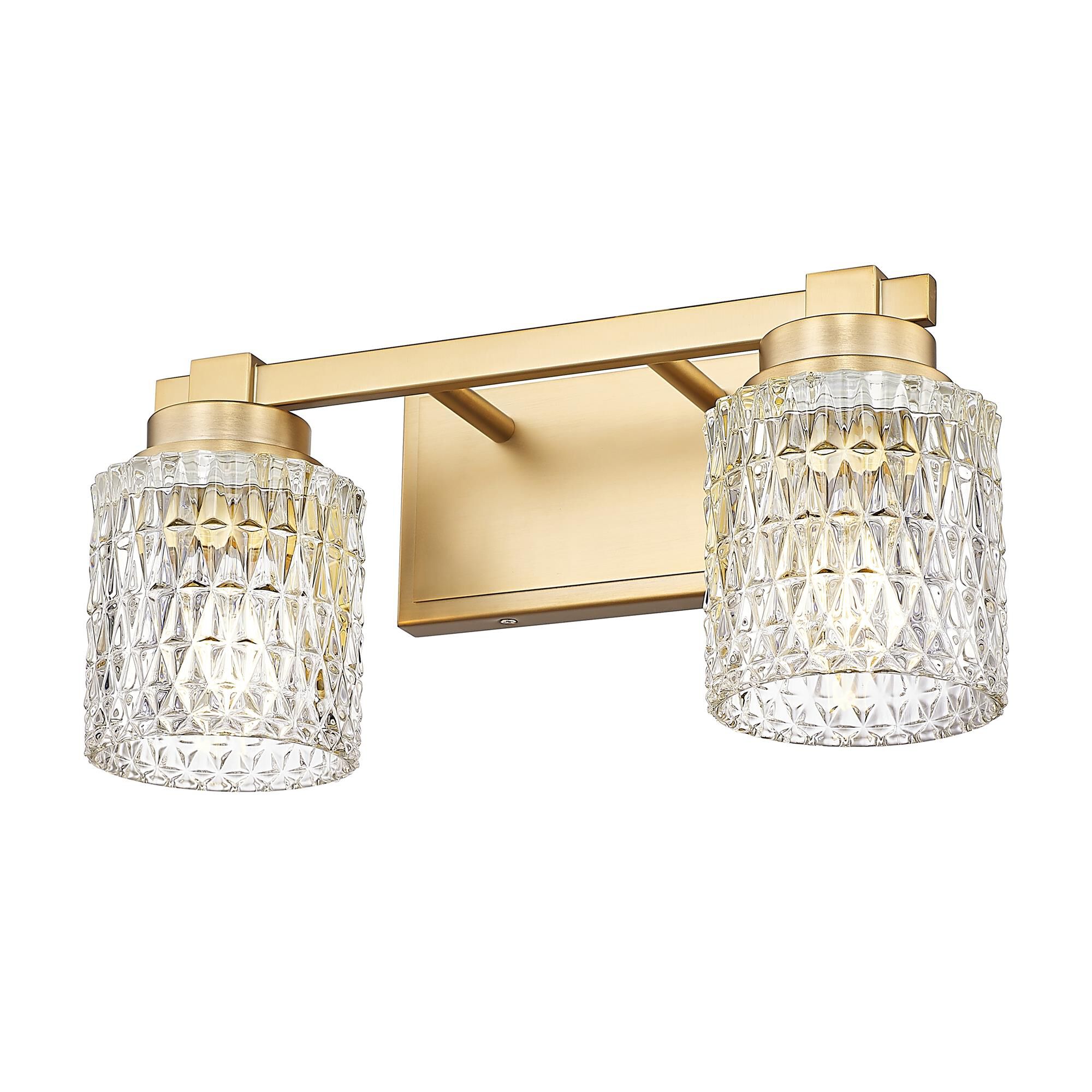 Shown in Modern Gold finish and Clear Diamond glass