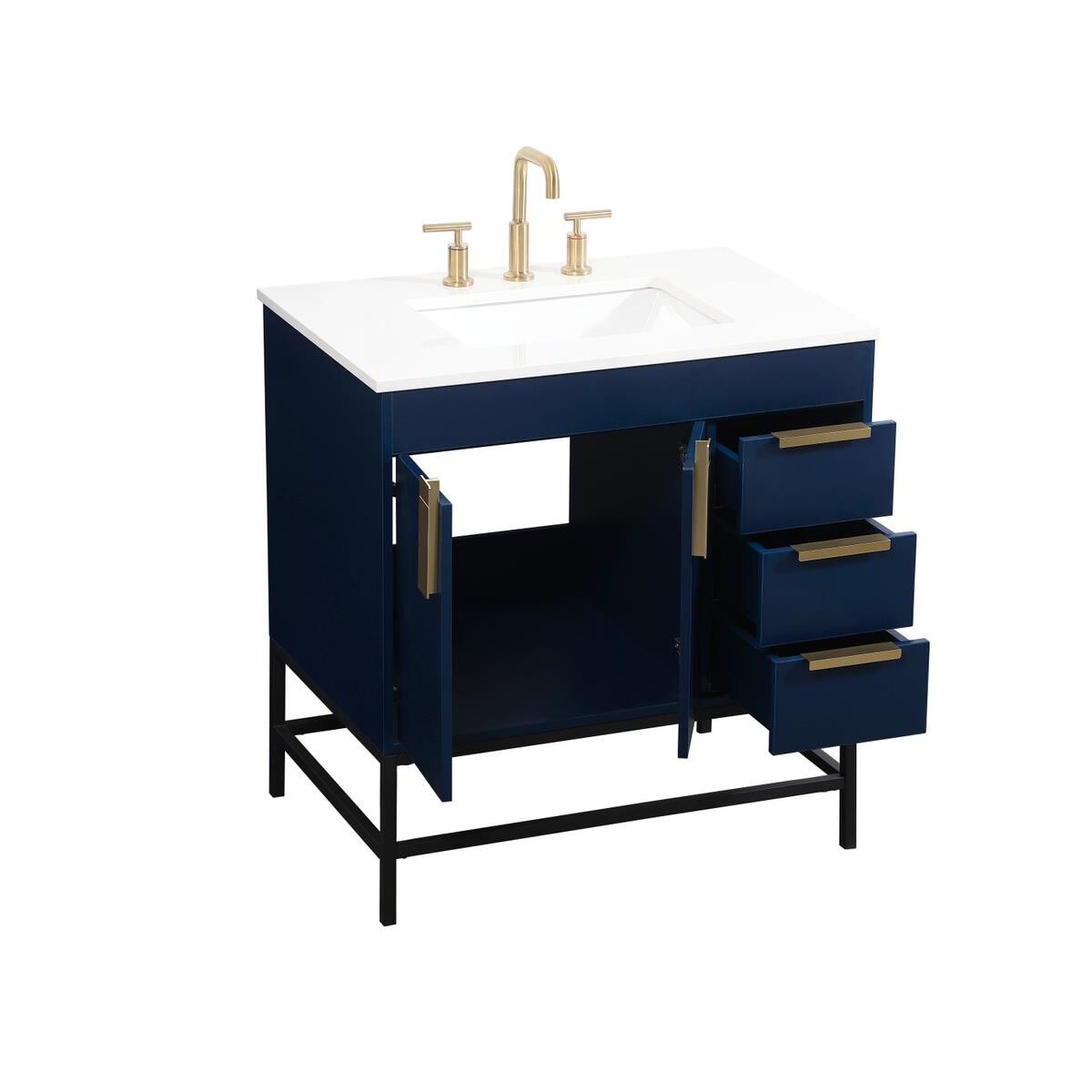 Shown in Blue finish and Without Backsplash accent