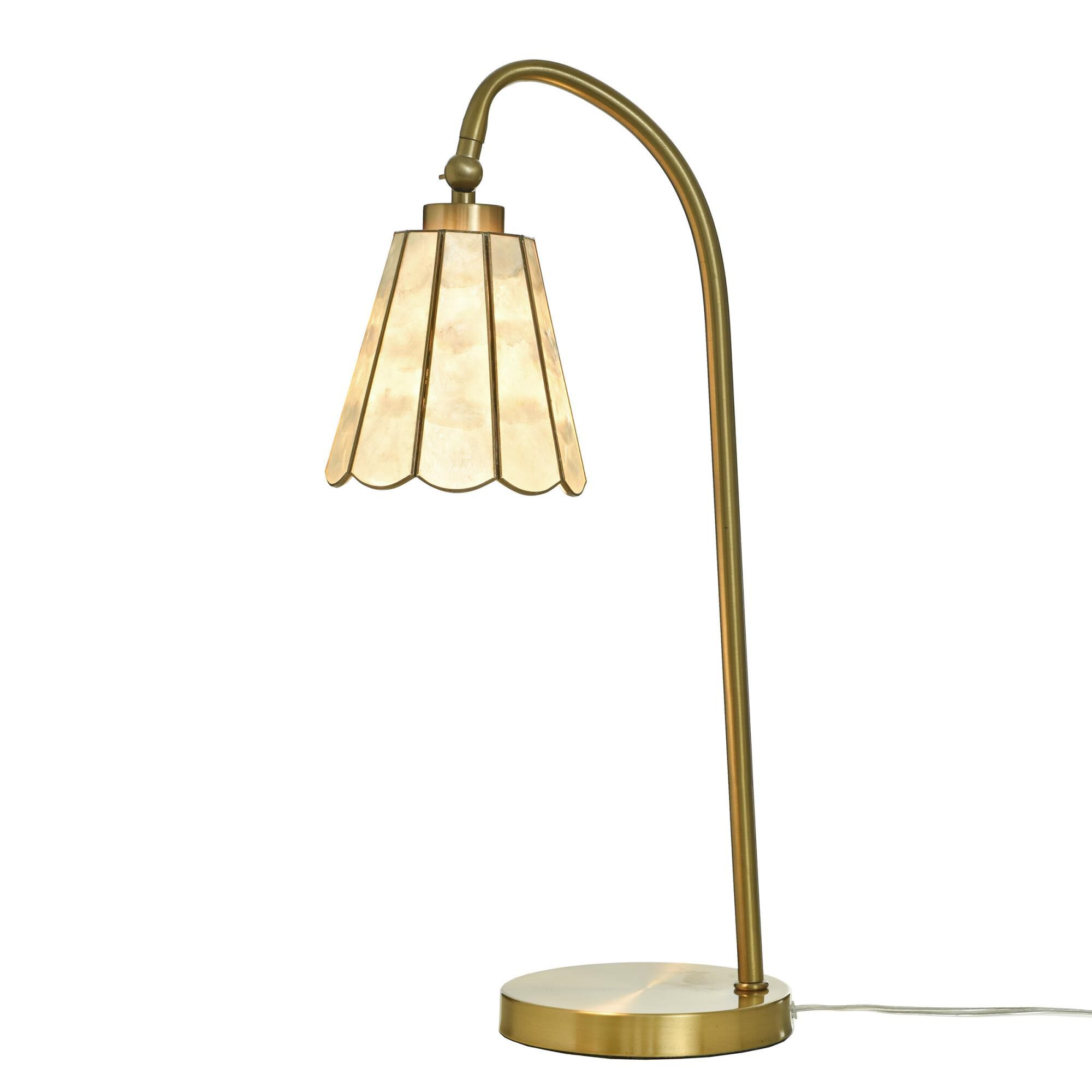 Shown in Polished Brass finish and Capiz shade