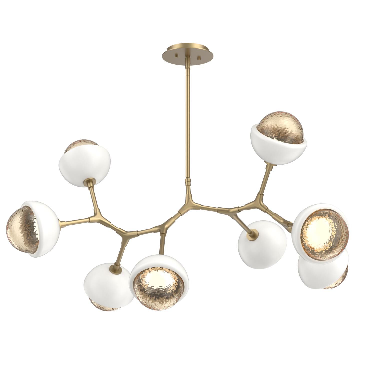 Shown in Gilded Brass finish and Amber glass and Salt White accent