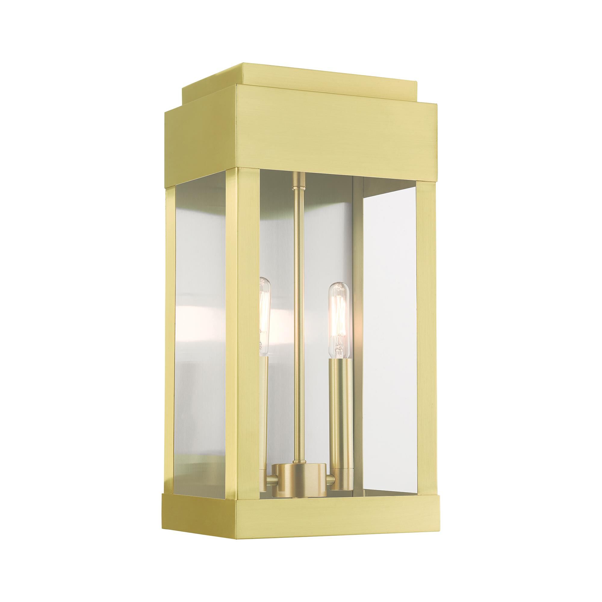 Shown in Satin Brass finish and Clear glass