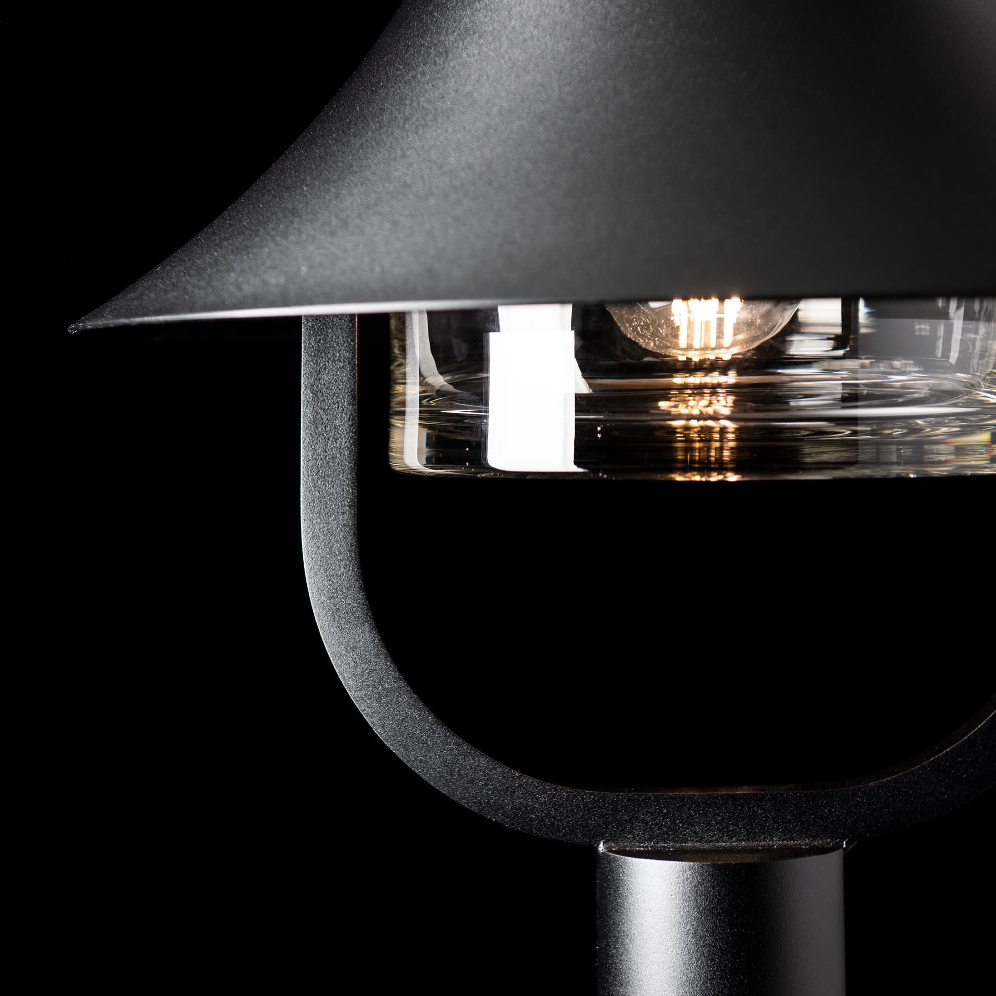 Shown in Coastal Black finish and Clear glass