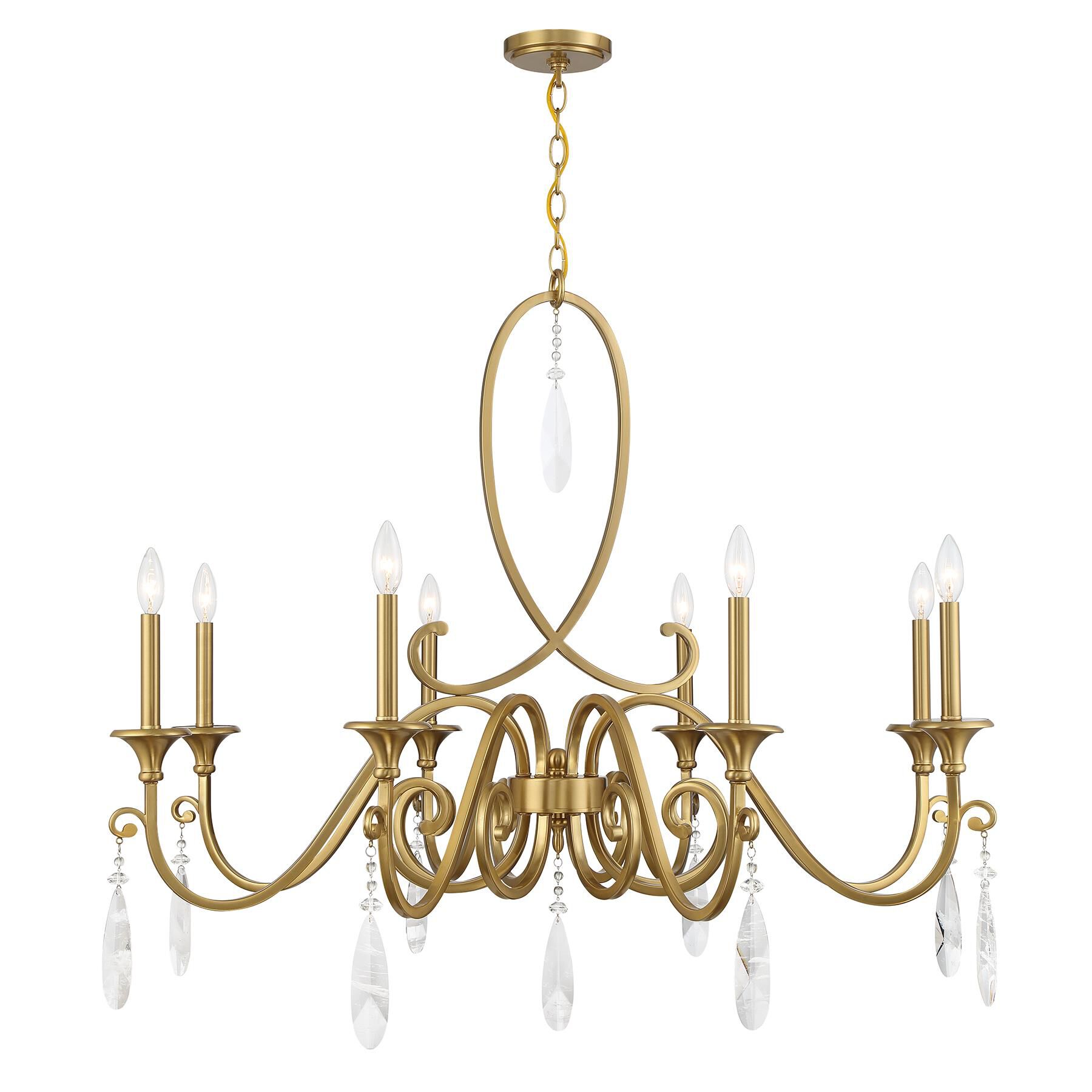 Shown in Warm Brass finish and Faux Rock Drop crystal