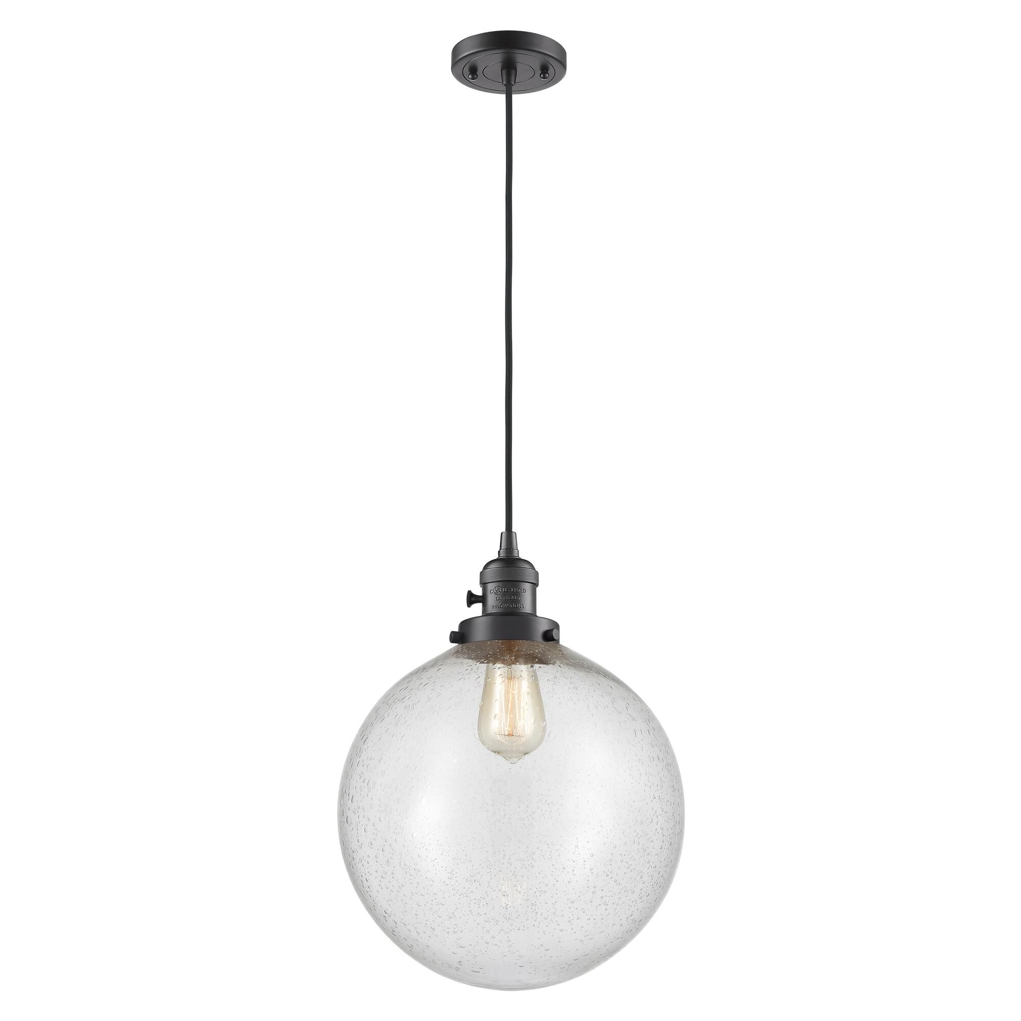 Shown in Oil Rubbed Bronze finish and Seedy glass