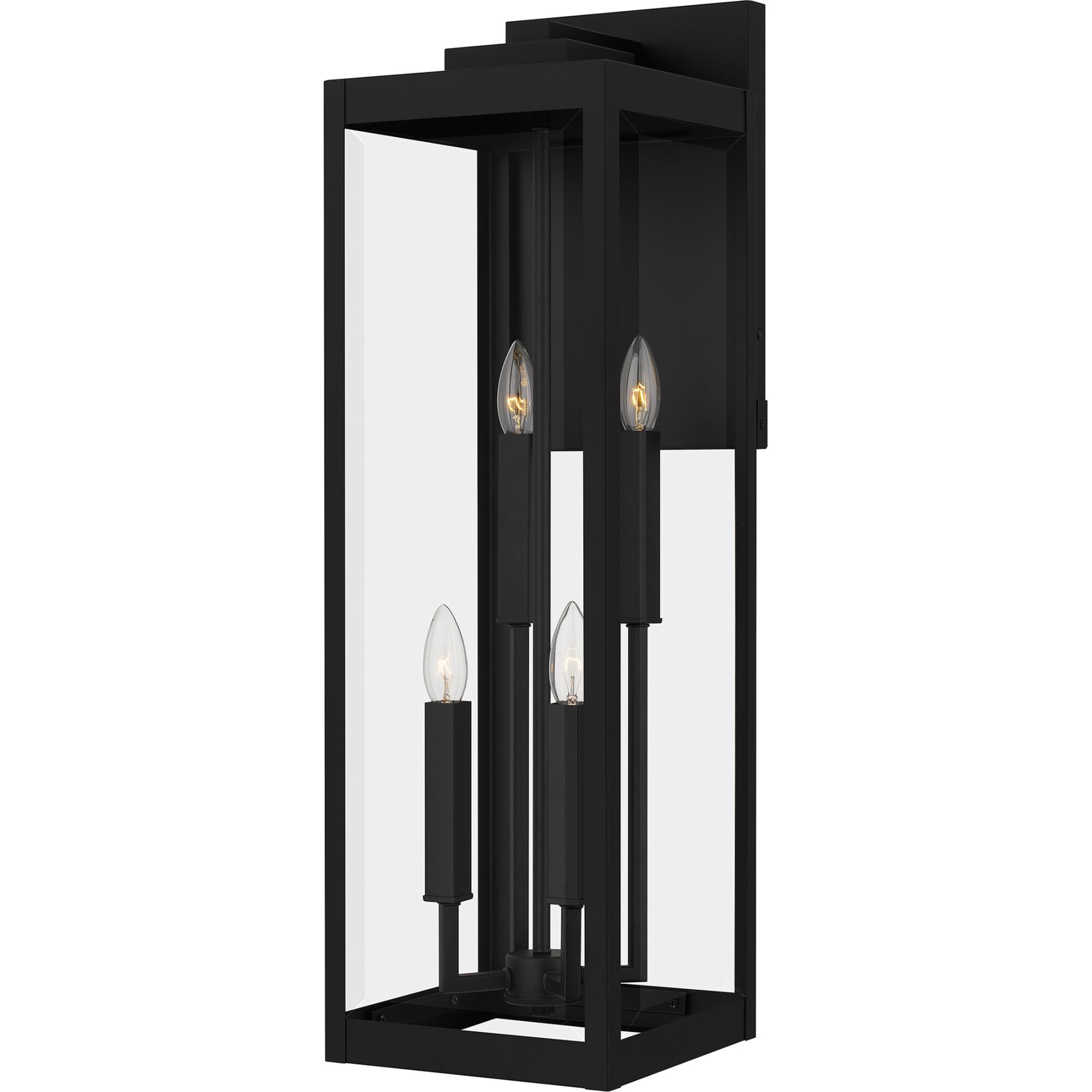 Shown in Earth Black finish and Clear Beveled Glass shade