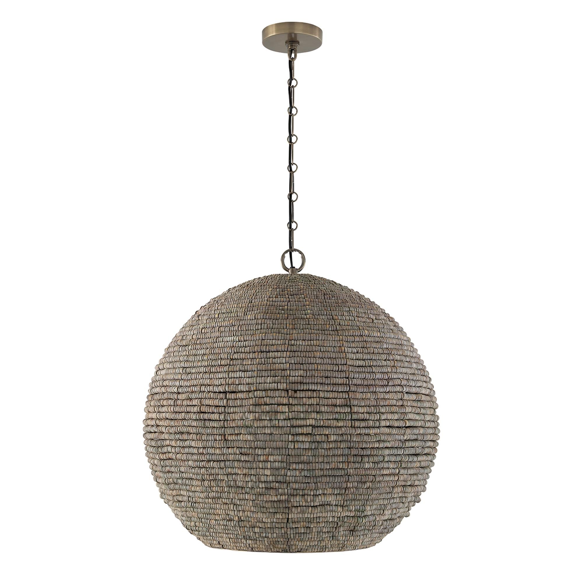 Shown in Aegean Grey And Dark Brass finish and White  Globe glass