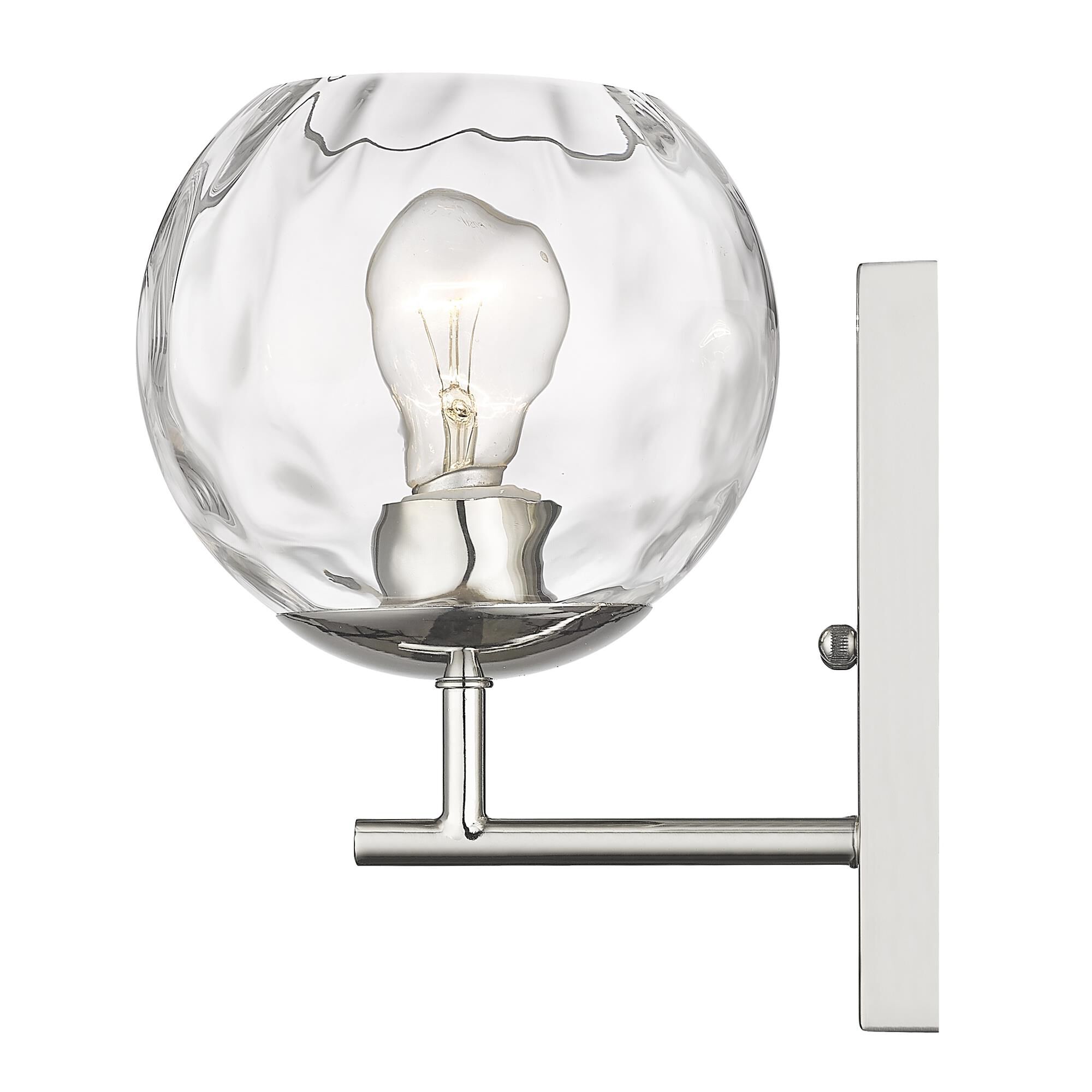 Shown in Polished Nickel finish and Rippled Water glass