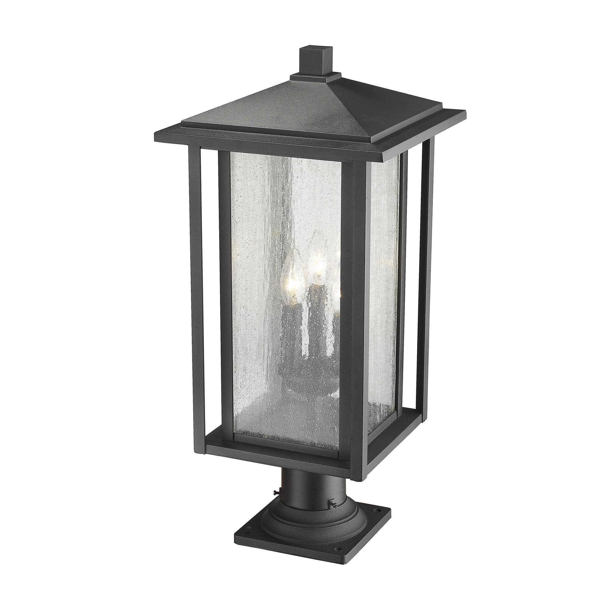 Shown in Black finish and Glass shade