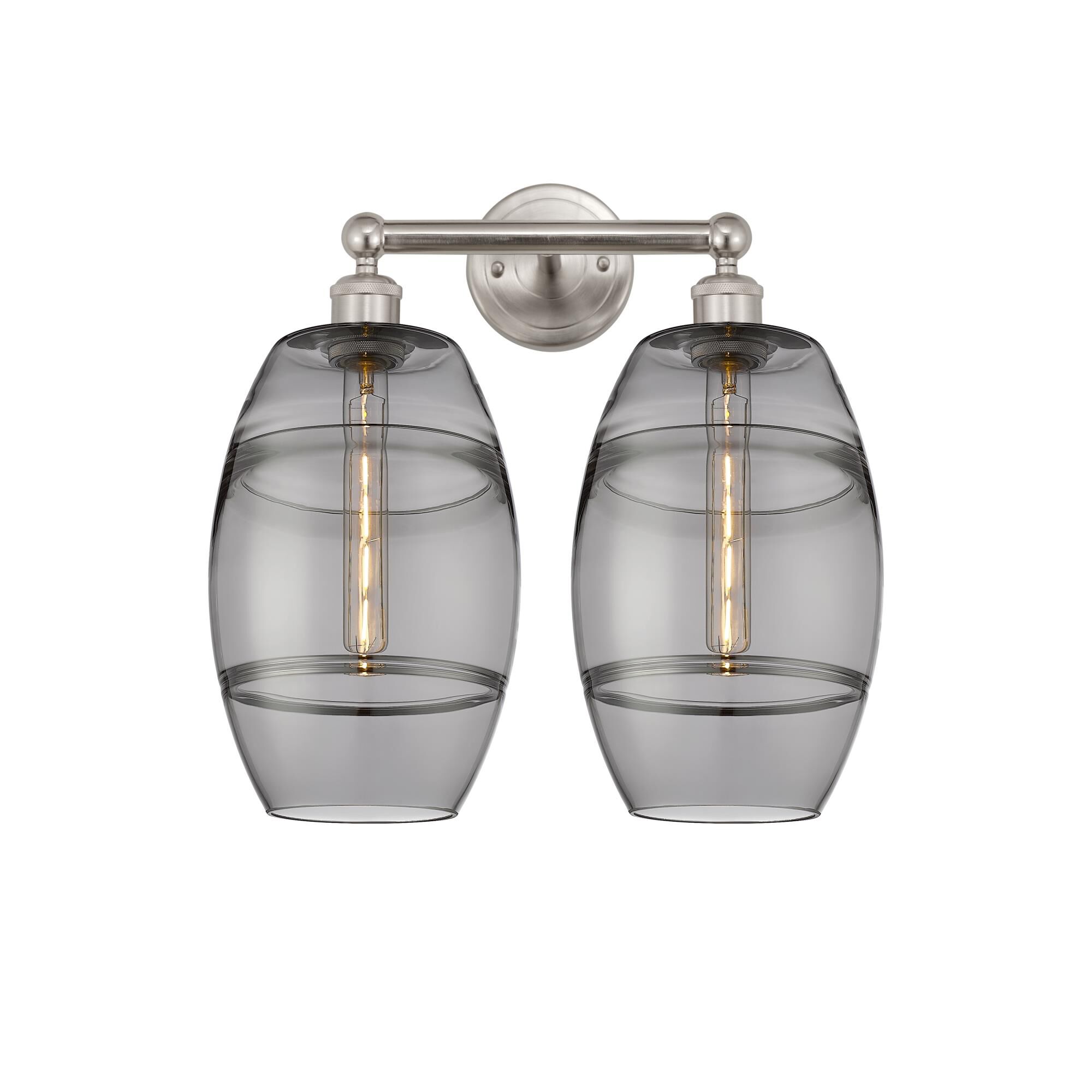 Shown in Satin Nickel finish and Light Smoke glass