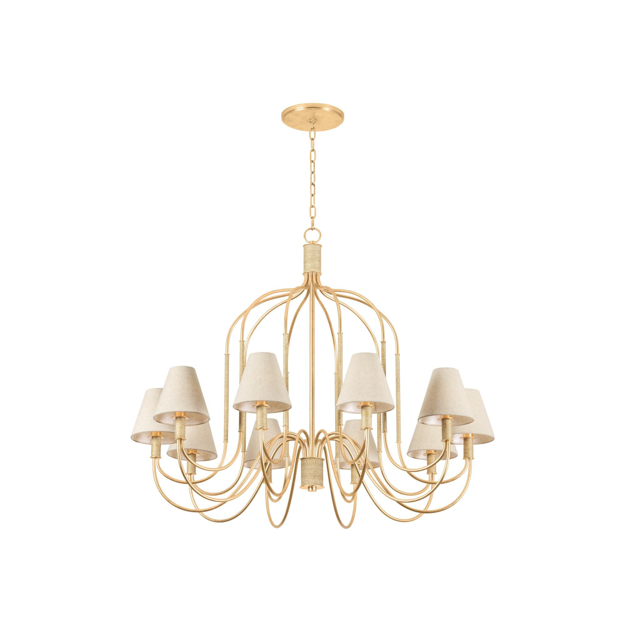 Shown in Vintage Gold Leaf finish and Natural Linen shade