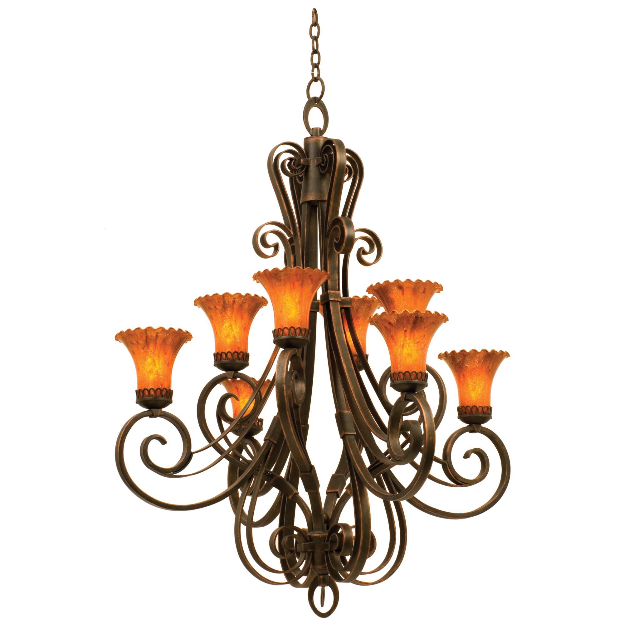 Shown in Antique Copper finish and Blaze glass