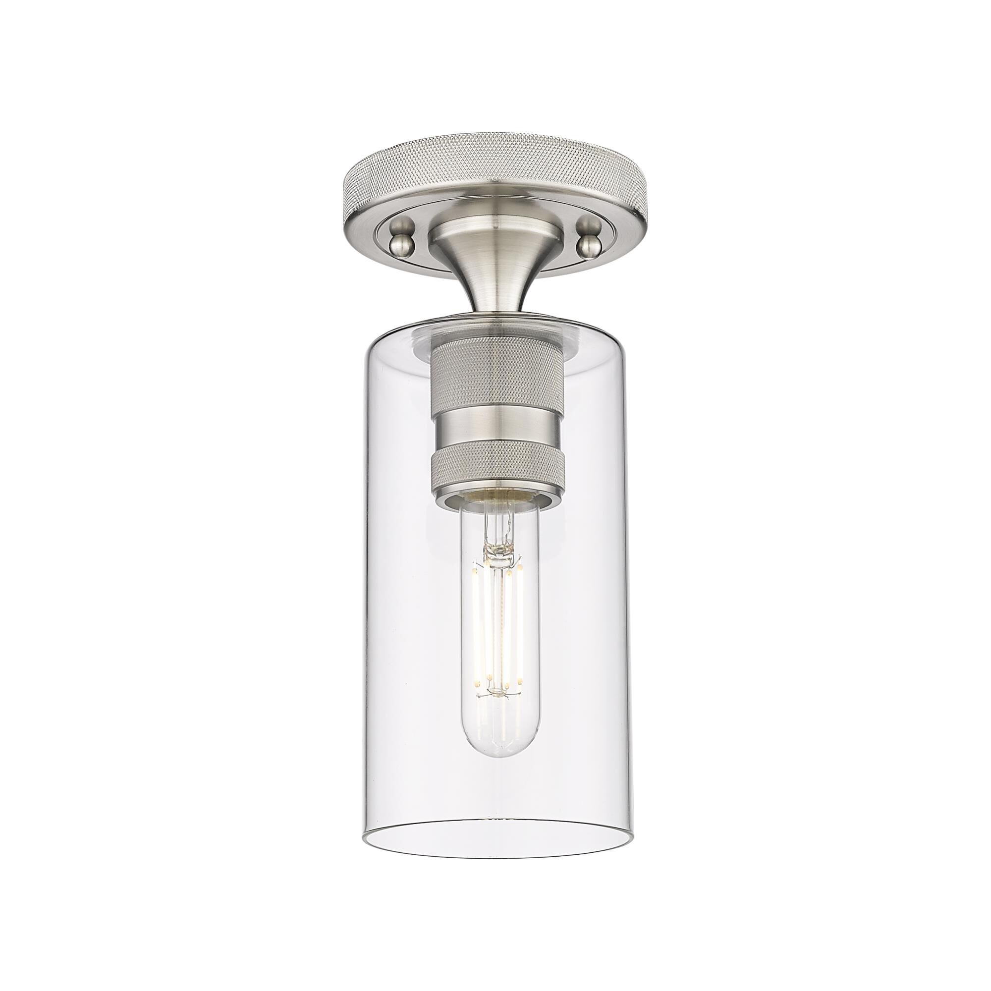 Shown in Satin Nickel finish and Clear glass and Clear Glass shade