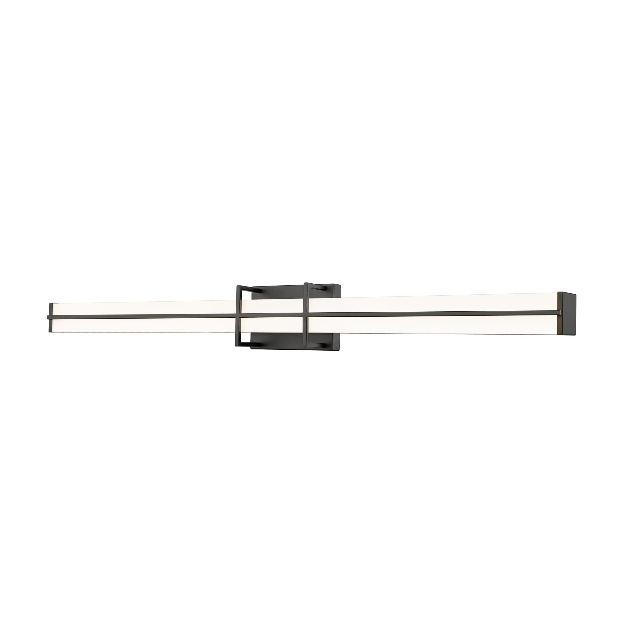 Shown in Matte Black finish and Frosted glass and Frosted shade