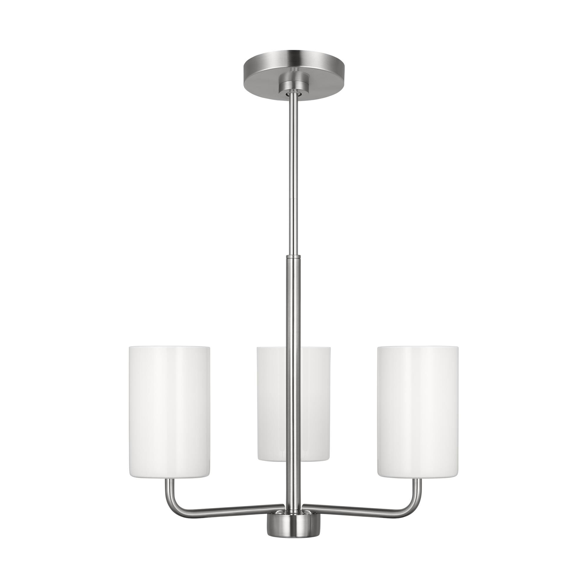 Shown in Brushed Steel finish and Clear Outside / Painted White Inside Glass s shade