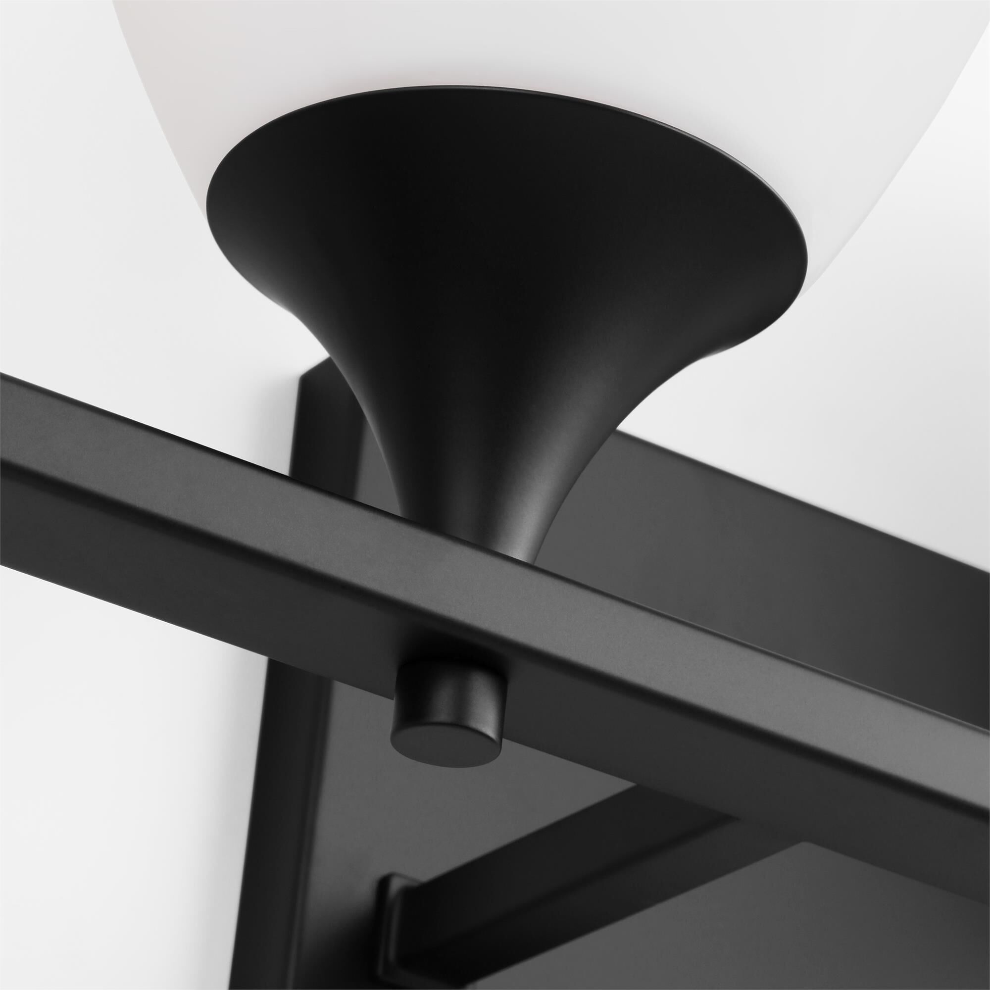 Shown in Midnight Black finish and Milk Glass s shade
