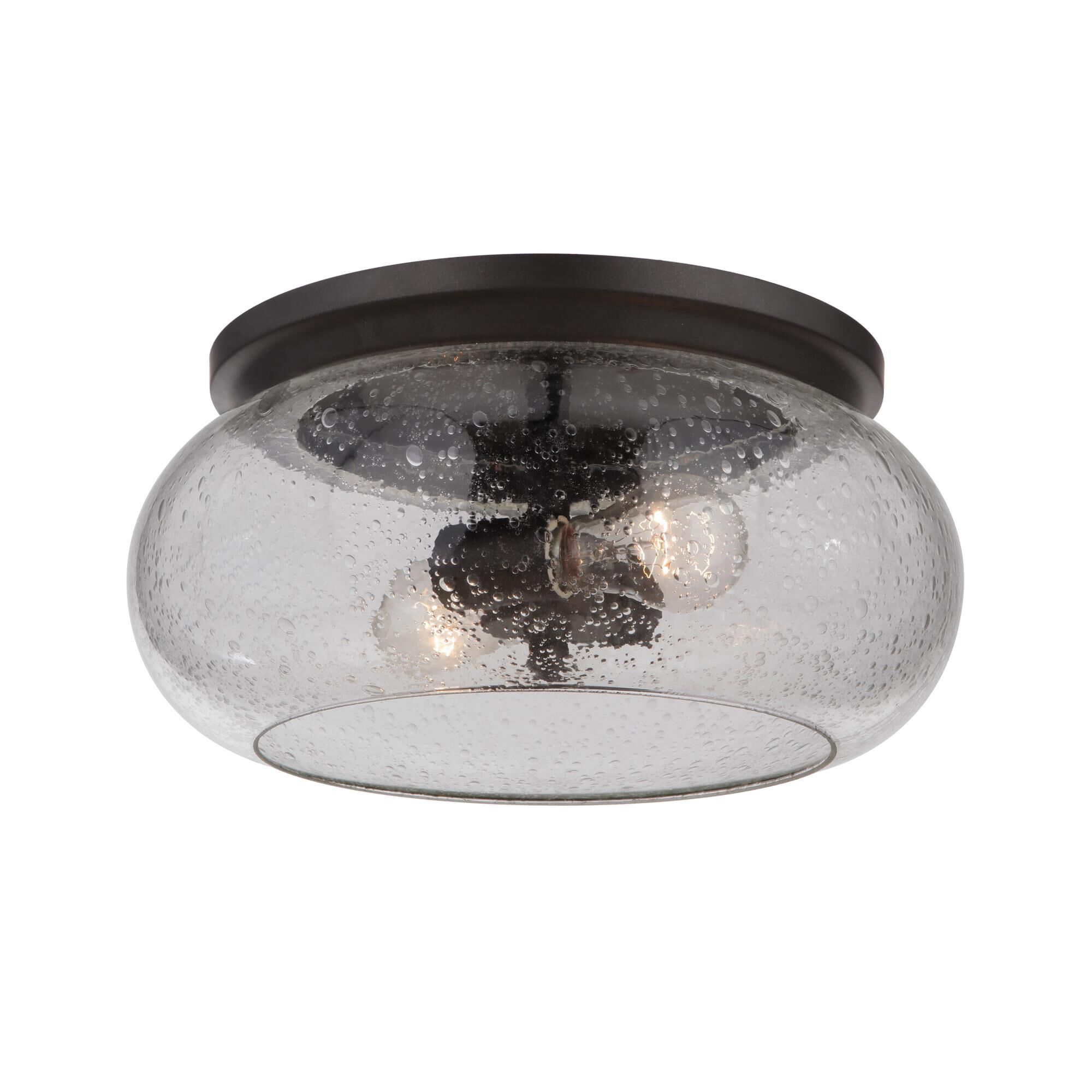 Shown in Espresso finish and Clear Seeded glass and Glass shade
