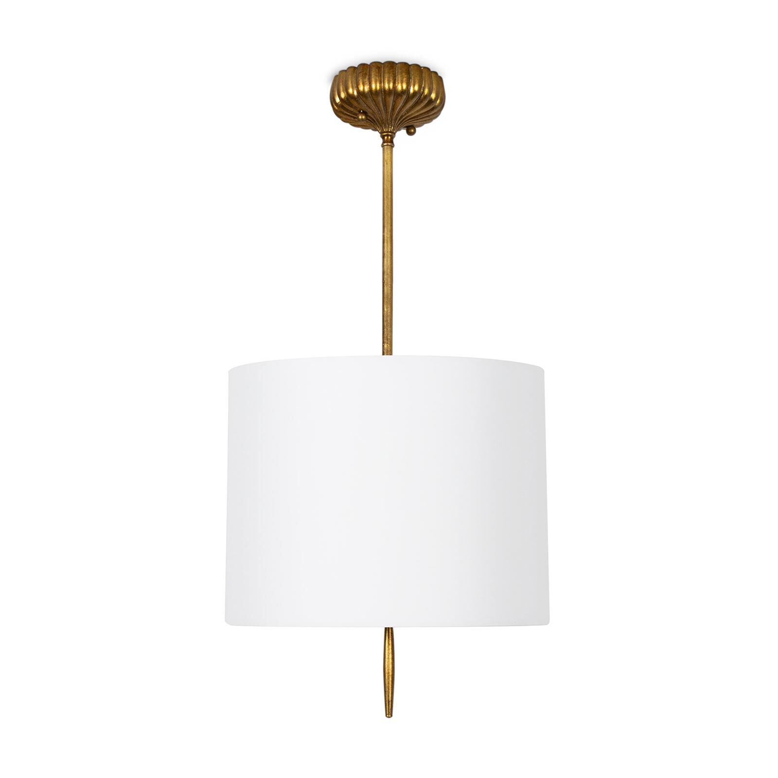 Shown in Antique Gold Leaf finish and Linen shade