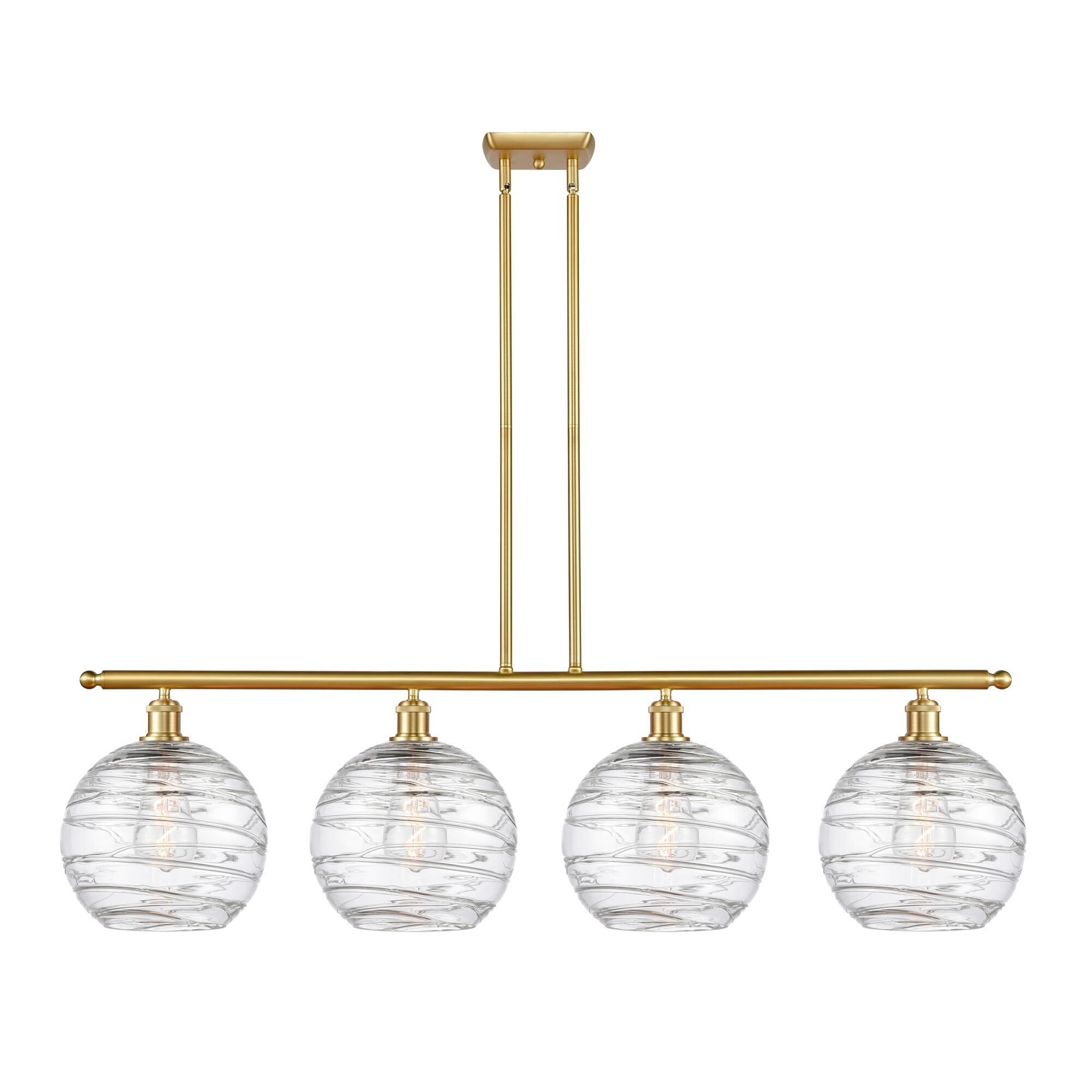 Shown in Satin Gold finish and Clear Athens Deco Swirl 8