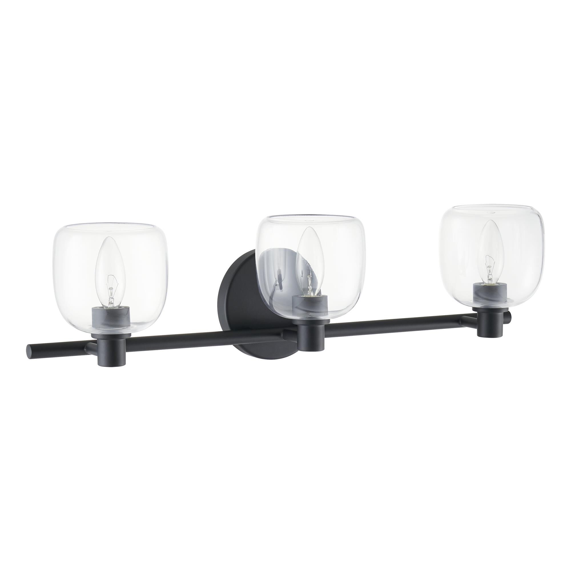 Shown in Matte Black finish and Clear glass